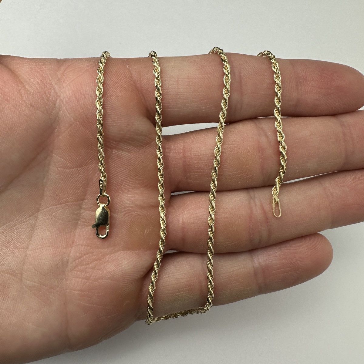 Jewelry Gold Chain 14k Gold Vermeil Rope Chain 2mm 20 Inches Size ONE SIZE - 4 Thumbnail