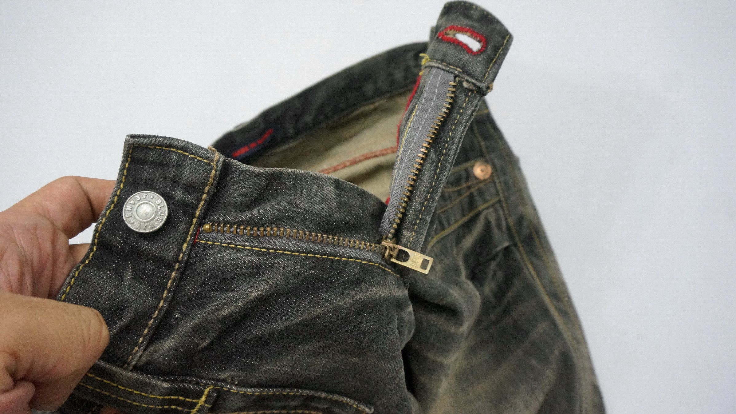Japanese Brand 🔥 BLUEWAY Nippon Vintage Worn Distressed Flared Jeans Size US 32 / EU 48 - 20 Thumbnail