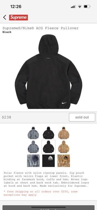 Supreme x Nike ACG Fleece Pullover 'Black' | Men's Size M