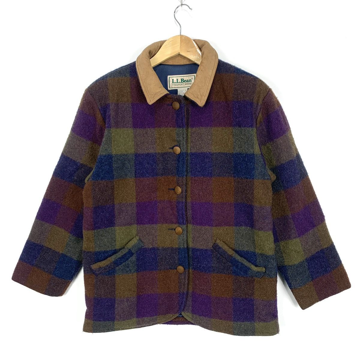 image of L L Bean x Made In USA Vintage Ll Beam Freeport Maine Plaid Multicolor Wool Jacket (Size Small)