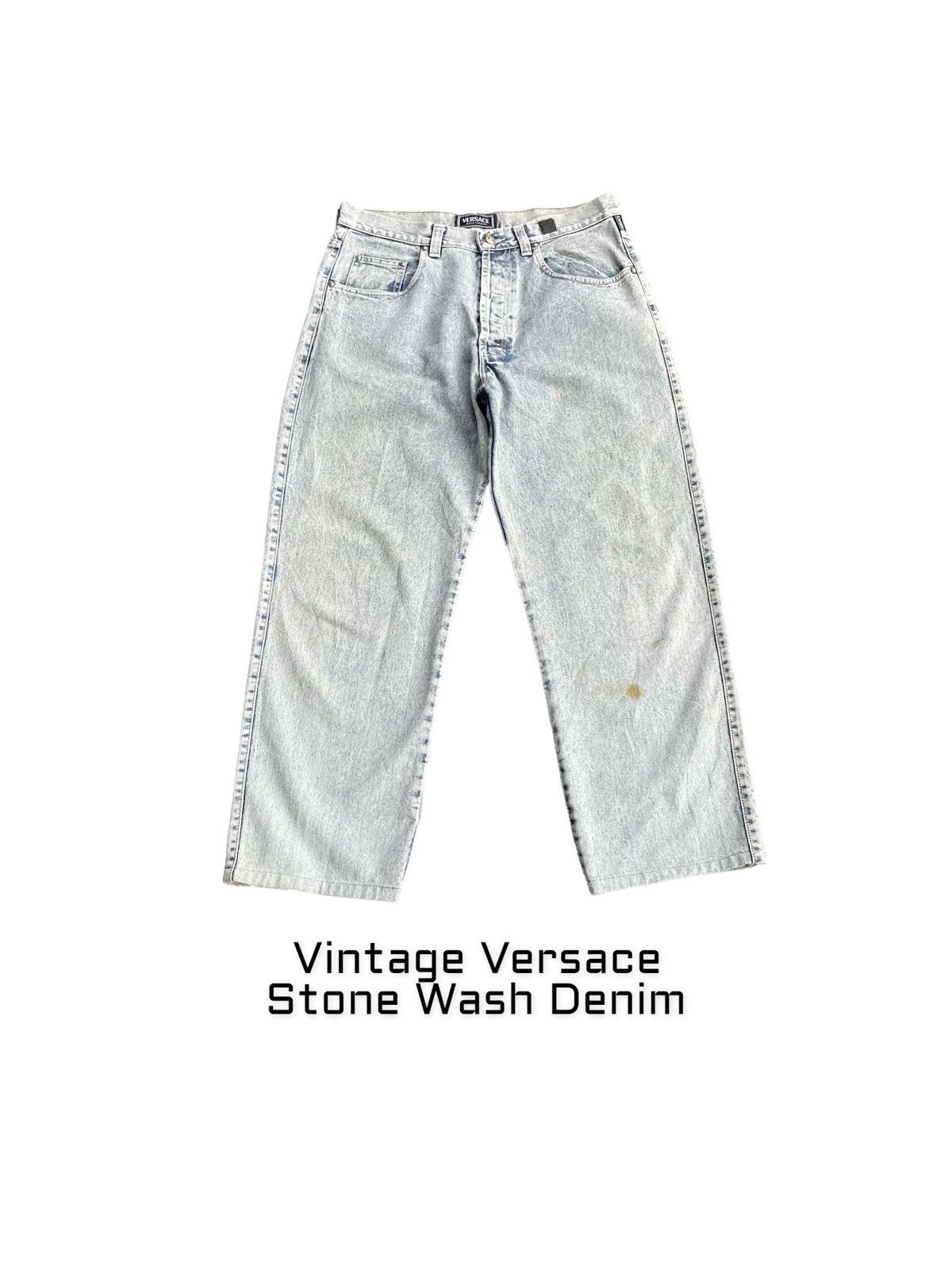 image of Stealsvintage Versace Stone Wash Denim in Blue, Men's (Size 35)