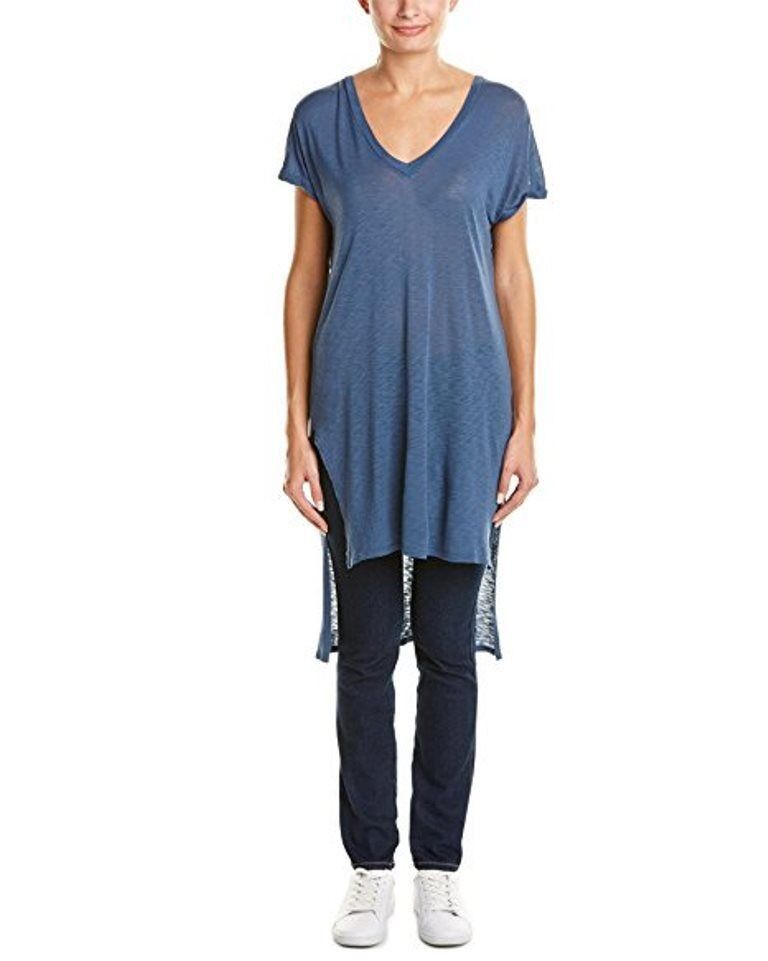 SPLENDID ST10698 Slub Jersey LONG STEP HEM TEE Top BLUE SHA