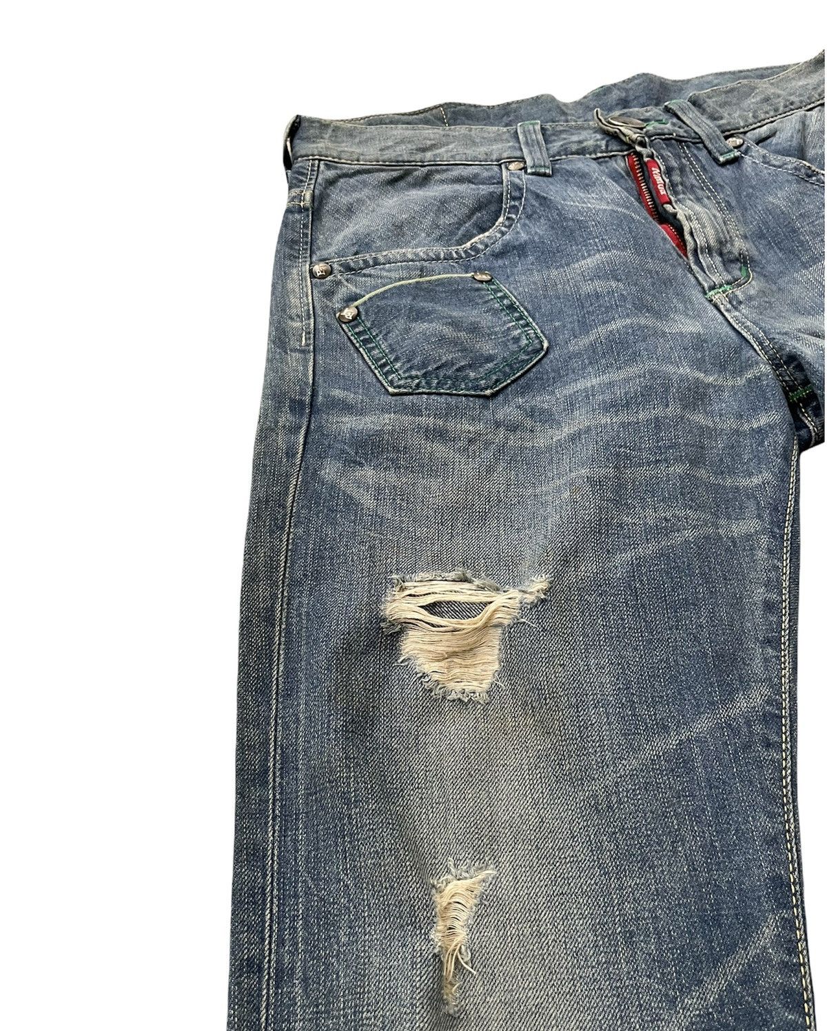 Edwin Vintage Edwin Blue Trip Greenline Selvedge Distressed Size US 33 - 11 Thumbnail