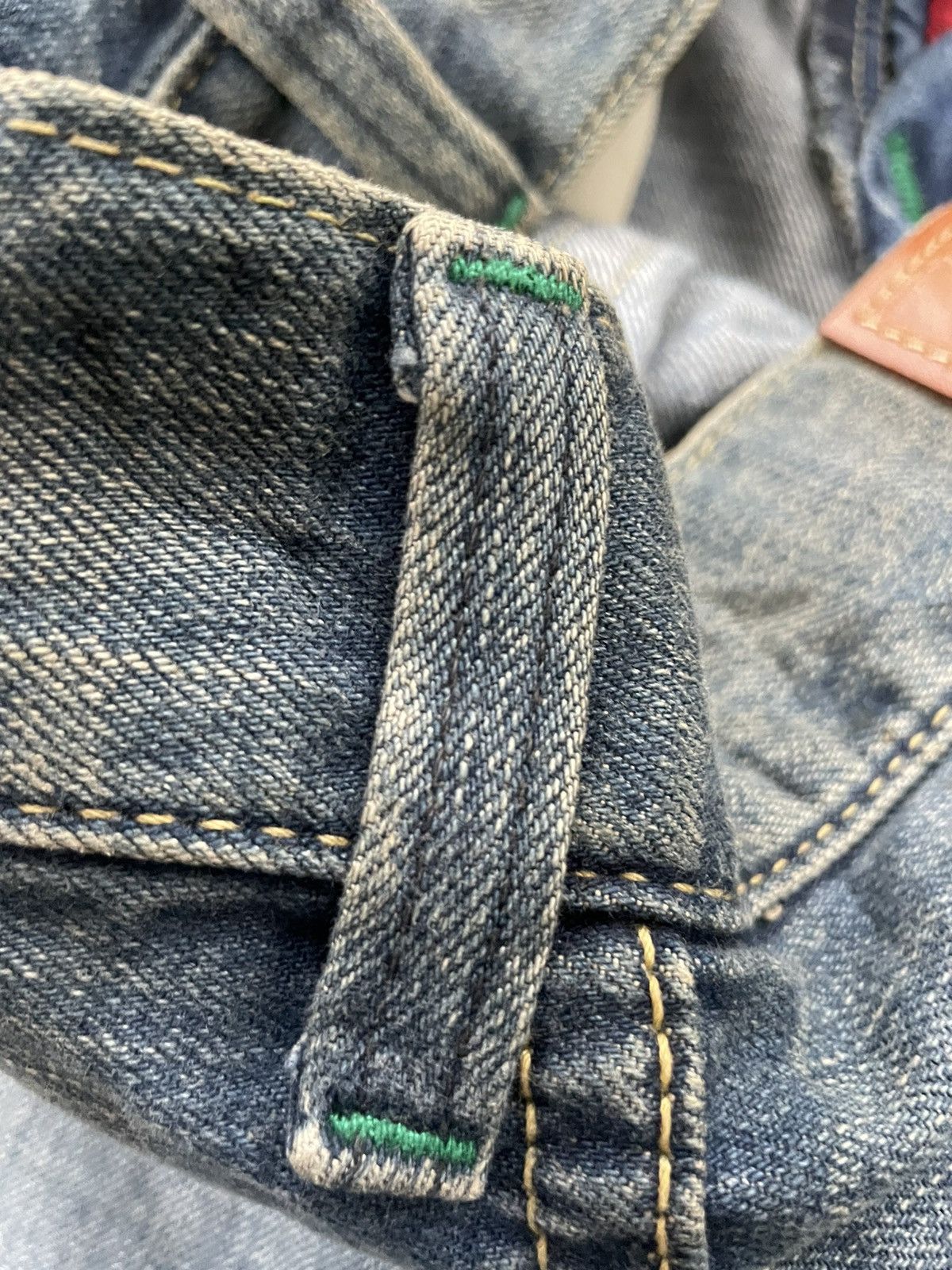 Edwin Vintage Edwin Blue Trip Greenline Selvedge Distressed Size US 33 - 18 Thumbnail