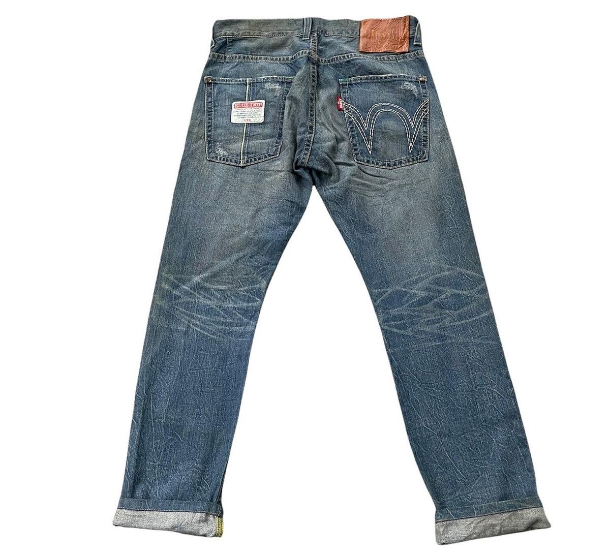 Edwin Vintage Edwin Blue Trip Greenline Selvedge Distressed Size US 33 - 5 Thumbnail