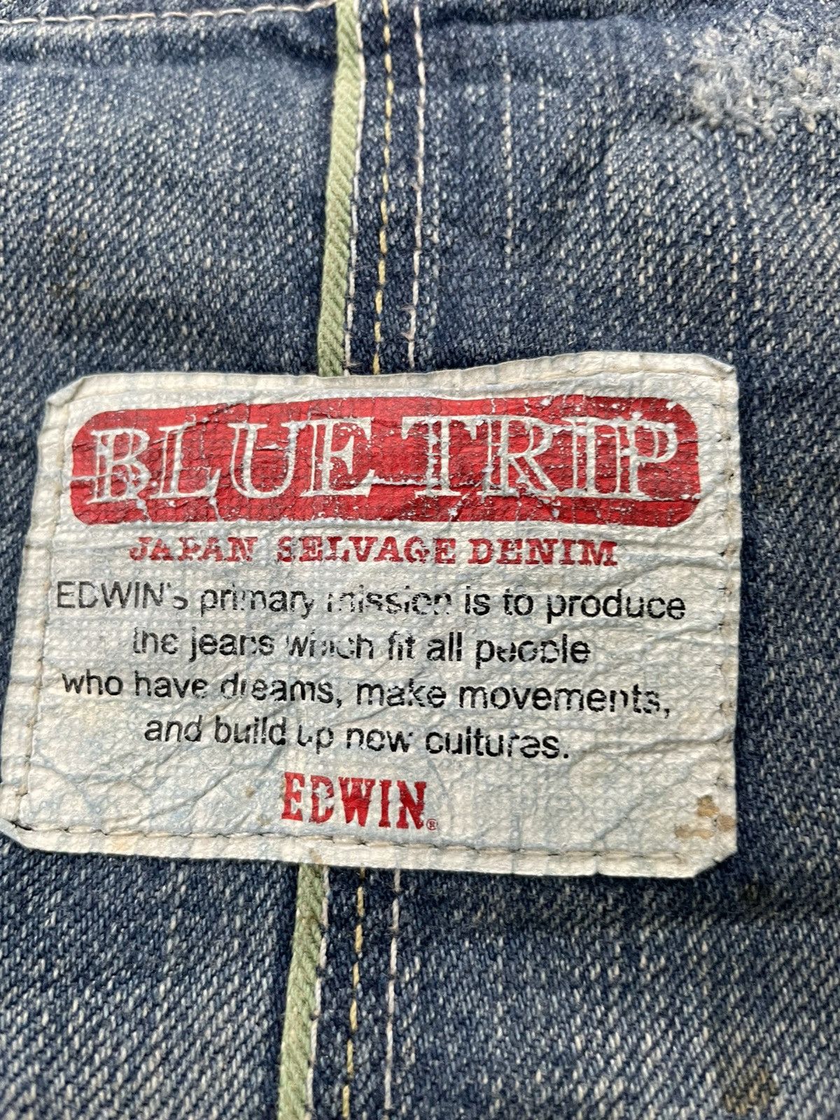 Edwin Vintage Edwin Blue Trip Greenline Selvedge Distressed Size US 33 - 20 Thumbnail