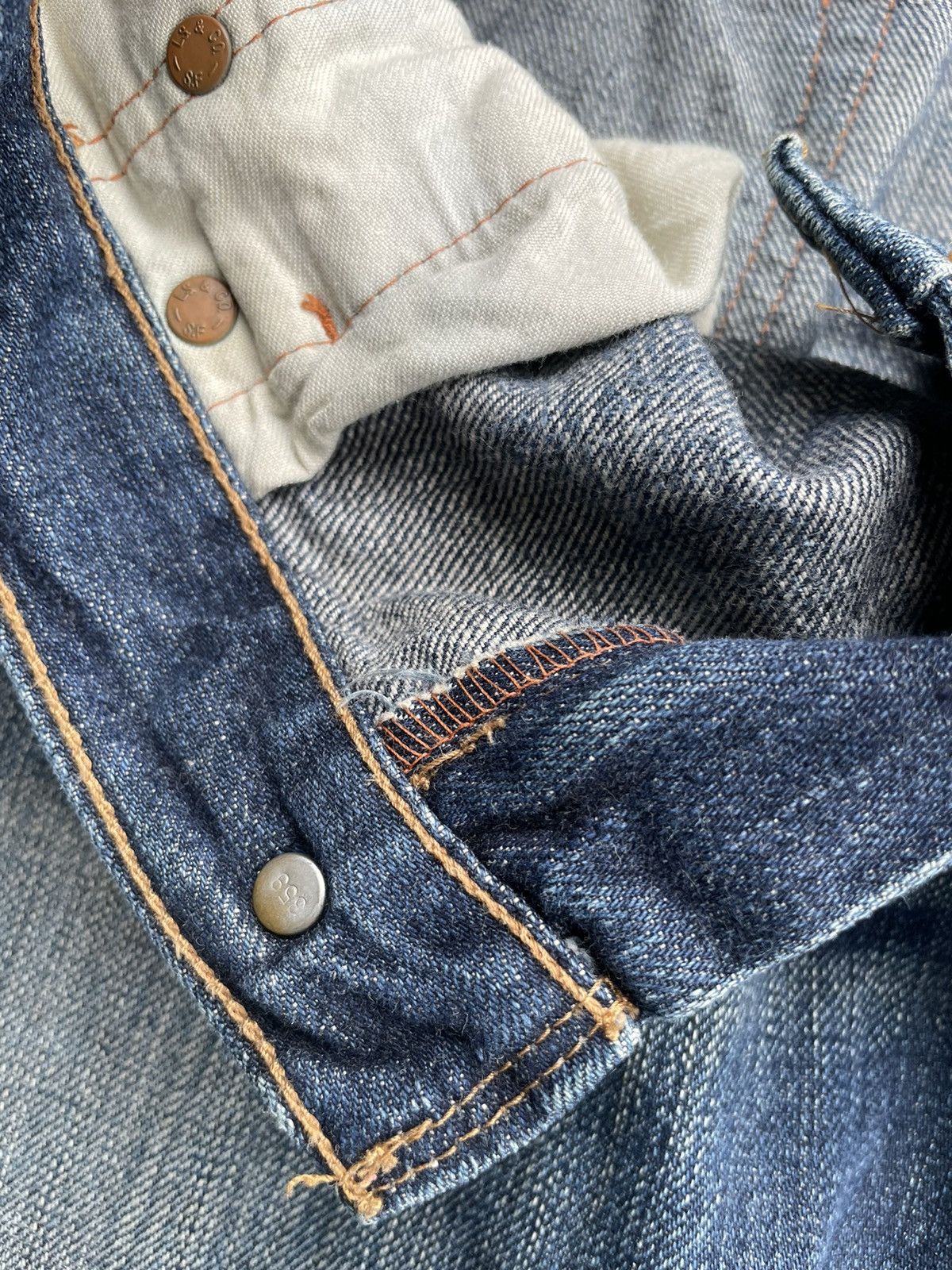 Levi's Vintage 2007 Levis 523 e Orangeline Selvedge Size US 31 - 22 Thumbnail