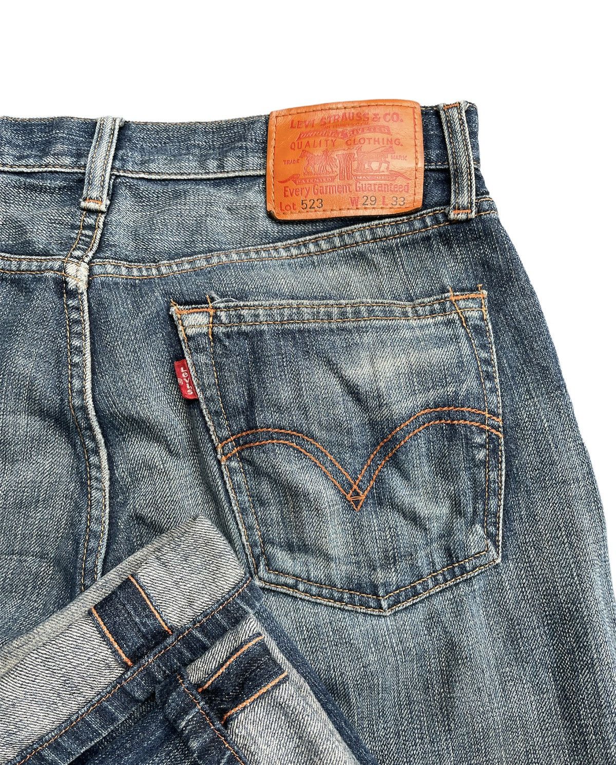 Levi's Vintage 2007 Levis 523 e Orangeline Selvedge Size US 31 - 16 Thumbnail
