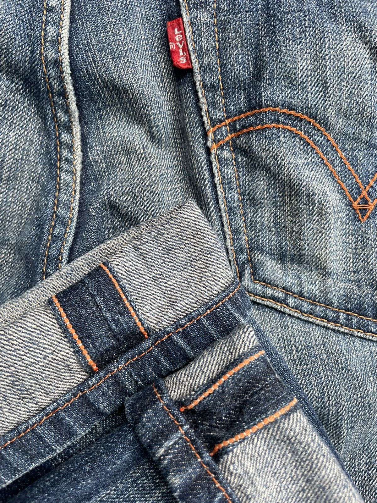Levi's Vintage 2007 Levis 523 e Orangeline Selvedge Size US 31 - 17 Thumbnail