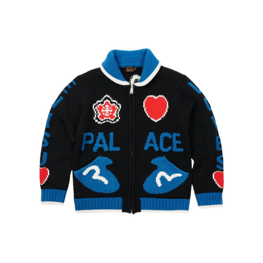 Palace Palace x Evisu Cowichan Knit Cardigan Sweater Black SS23 Size US XL / EU 56 / 4 - 1 Preview