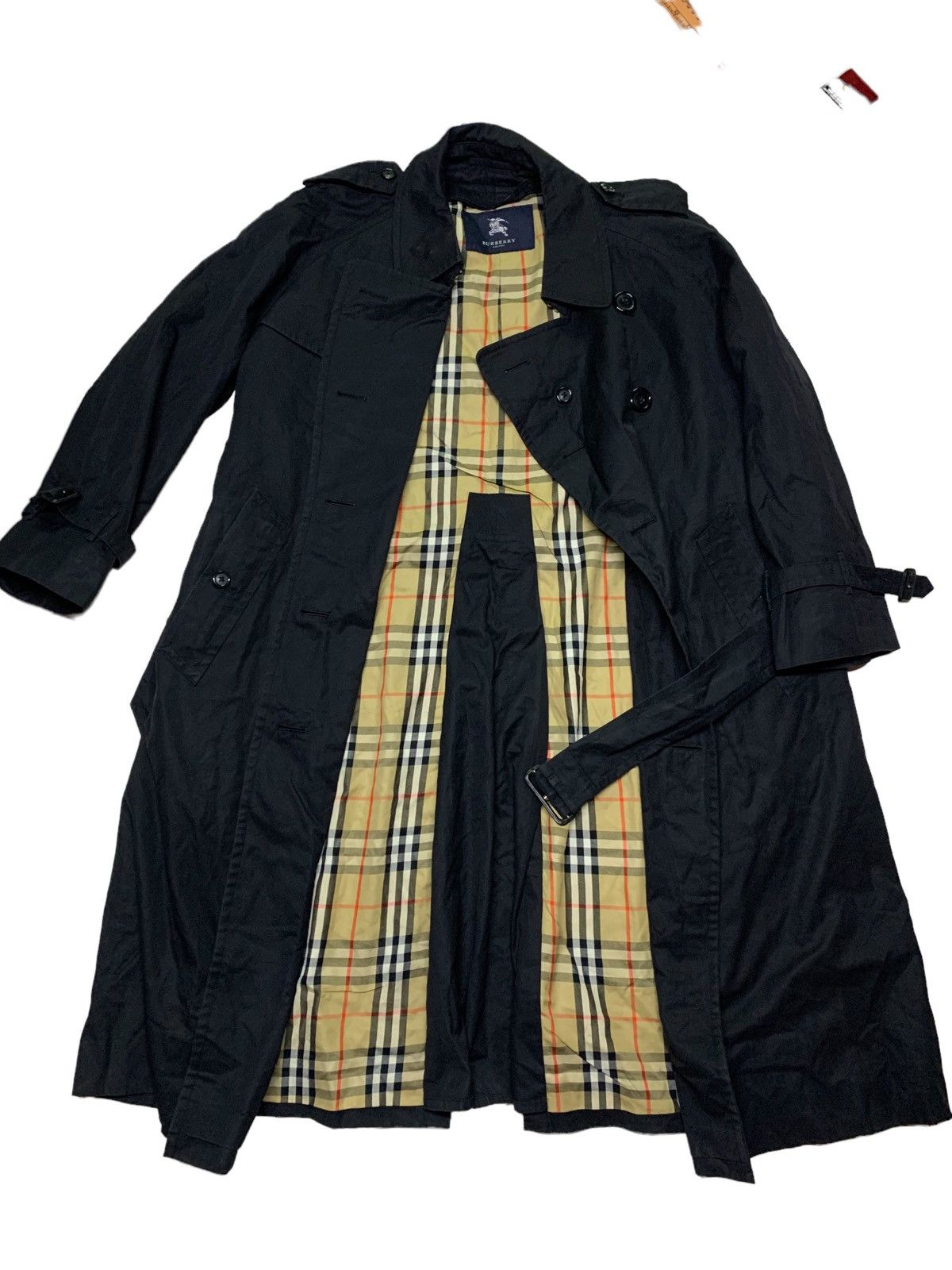 Vintage Burberry long trench coat in dark blue