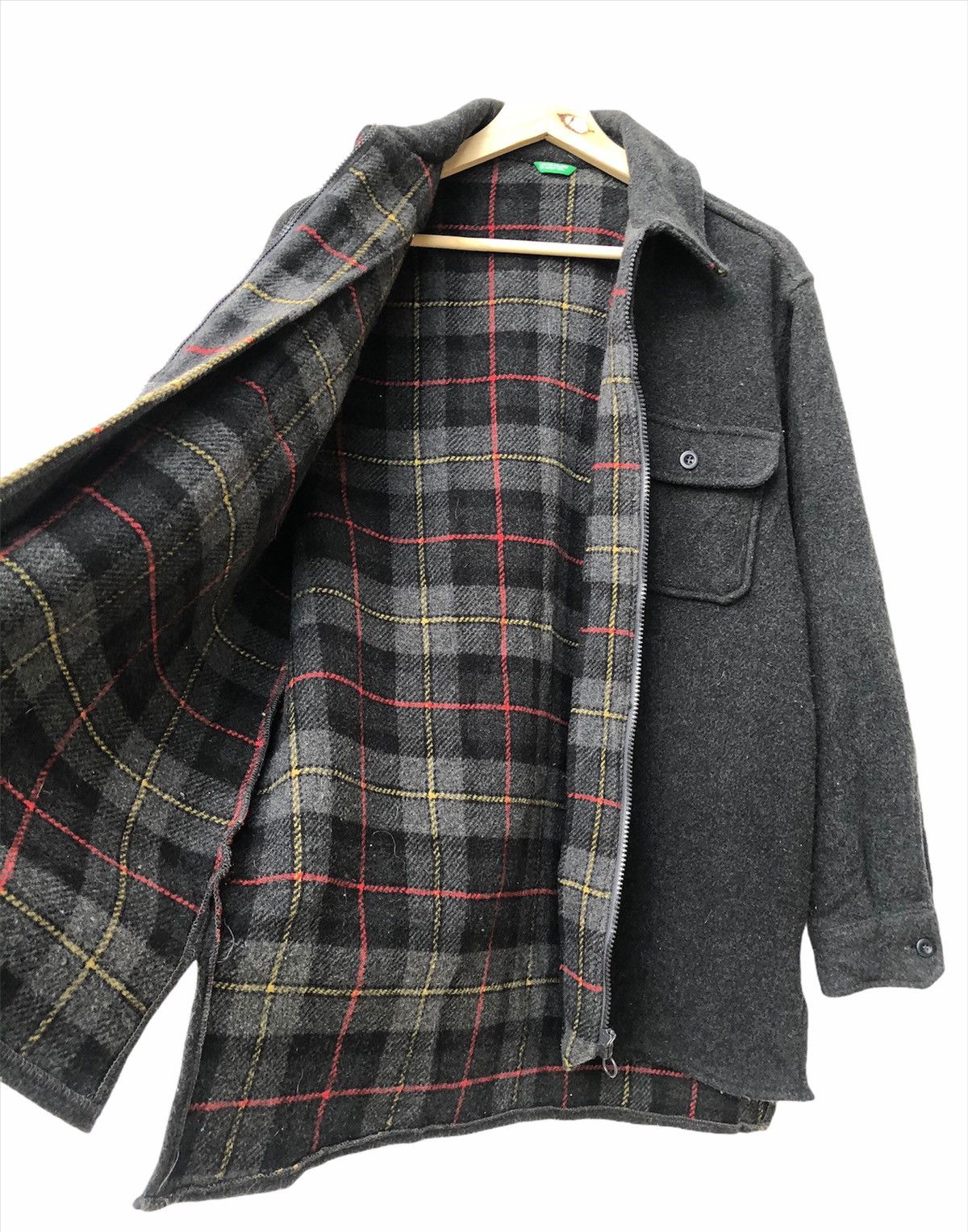 Japanese Brand United Colour Of Benetton Double Pocket Checkered Jacket Size US M / EU 48-50 / 2 - 4 Thumbnail