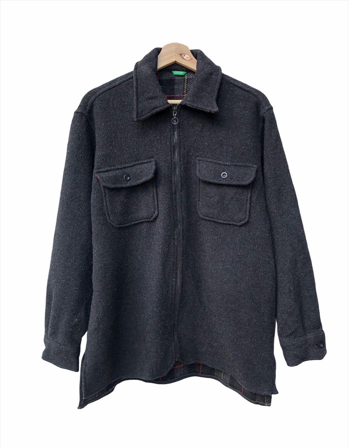 Japanese Brand United Colour Of Benetton Double Pocket Checkered Jacket Size US M / EU 48-50 / 2 - 1 Thumbnail