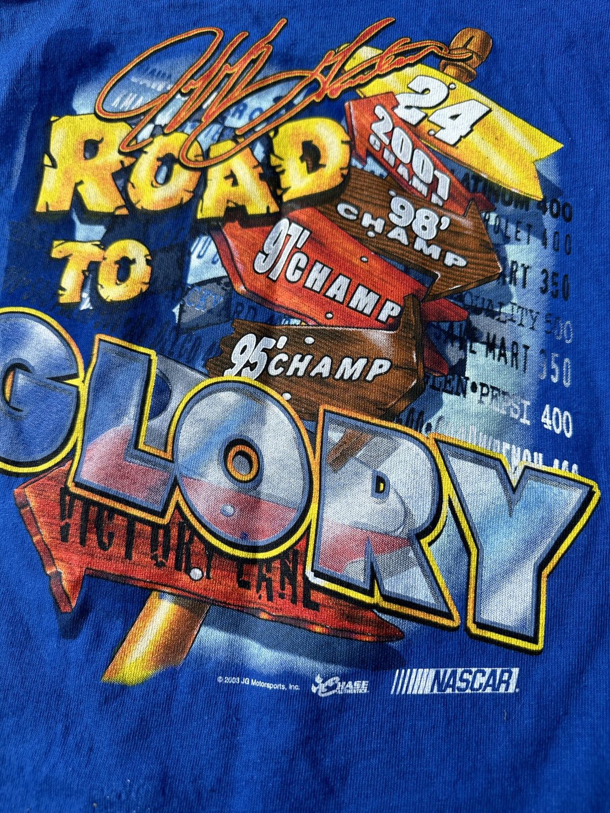 Chase Authentics Y2K Jeff Gordon Road To Glory Graphic Tee Shirt Size US XS / EU 42 / 0 - 4 Thumbnail
