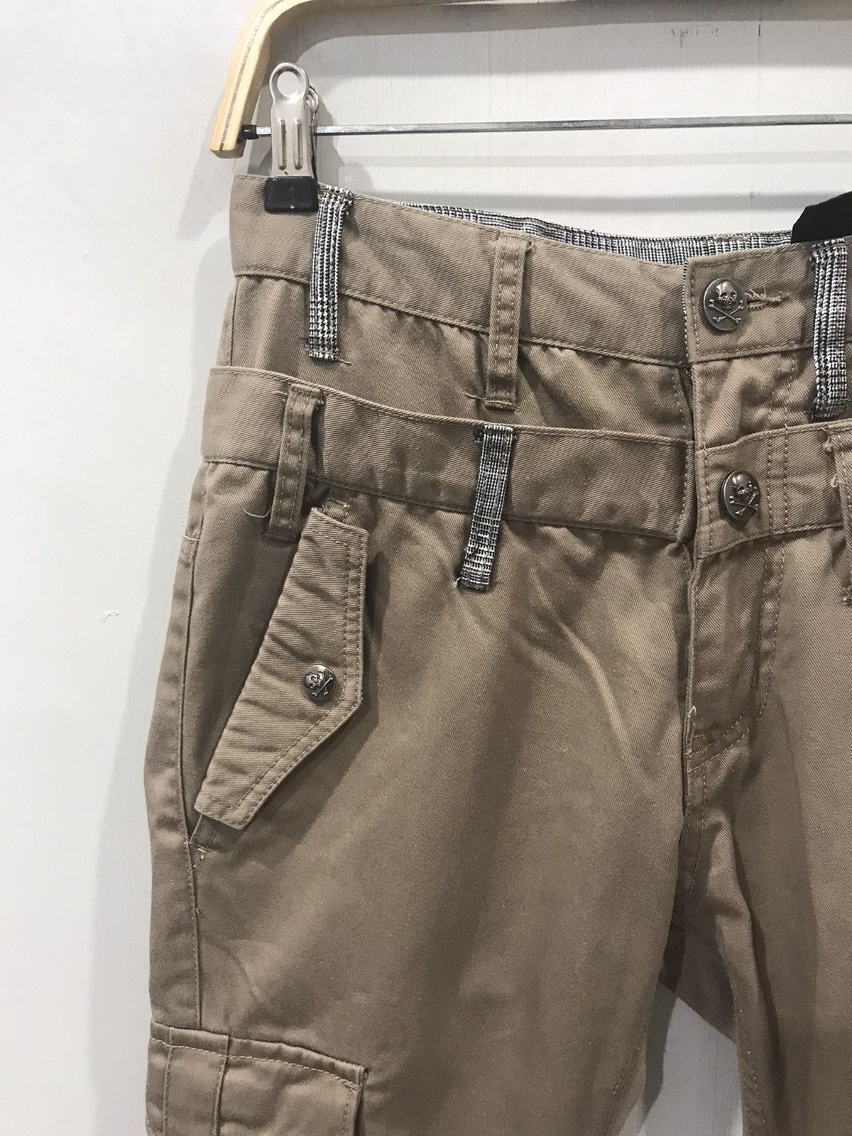 Japanese Brand doublefocus Japan DoubleWaist Skull Button Flare Cargo Pant Size US 28 / EU 44 - 3 Thumbnail