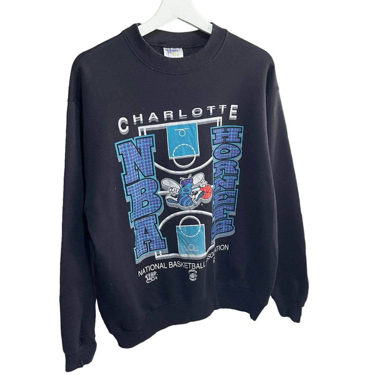 NBA × Vintage 💥 90s CHARLOTTE HORNETS NBA USA SWEATSHIRT Size US L / EU 52-54 / 3 - 4 Thumbnail