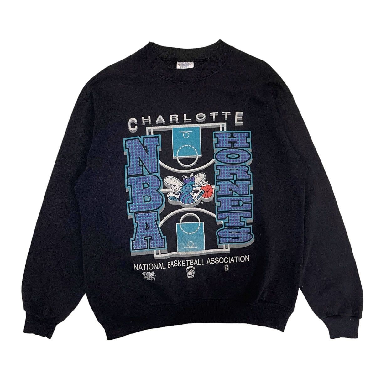 NBA × Vintage 💥 90s CHARLOTTE HORNETS NBA USA SWEATSHIRT Size US L / EU 52-54 / 3 - 1 Thumbnail