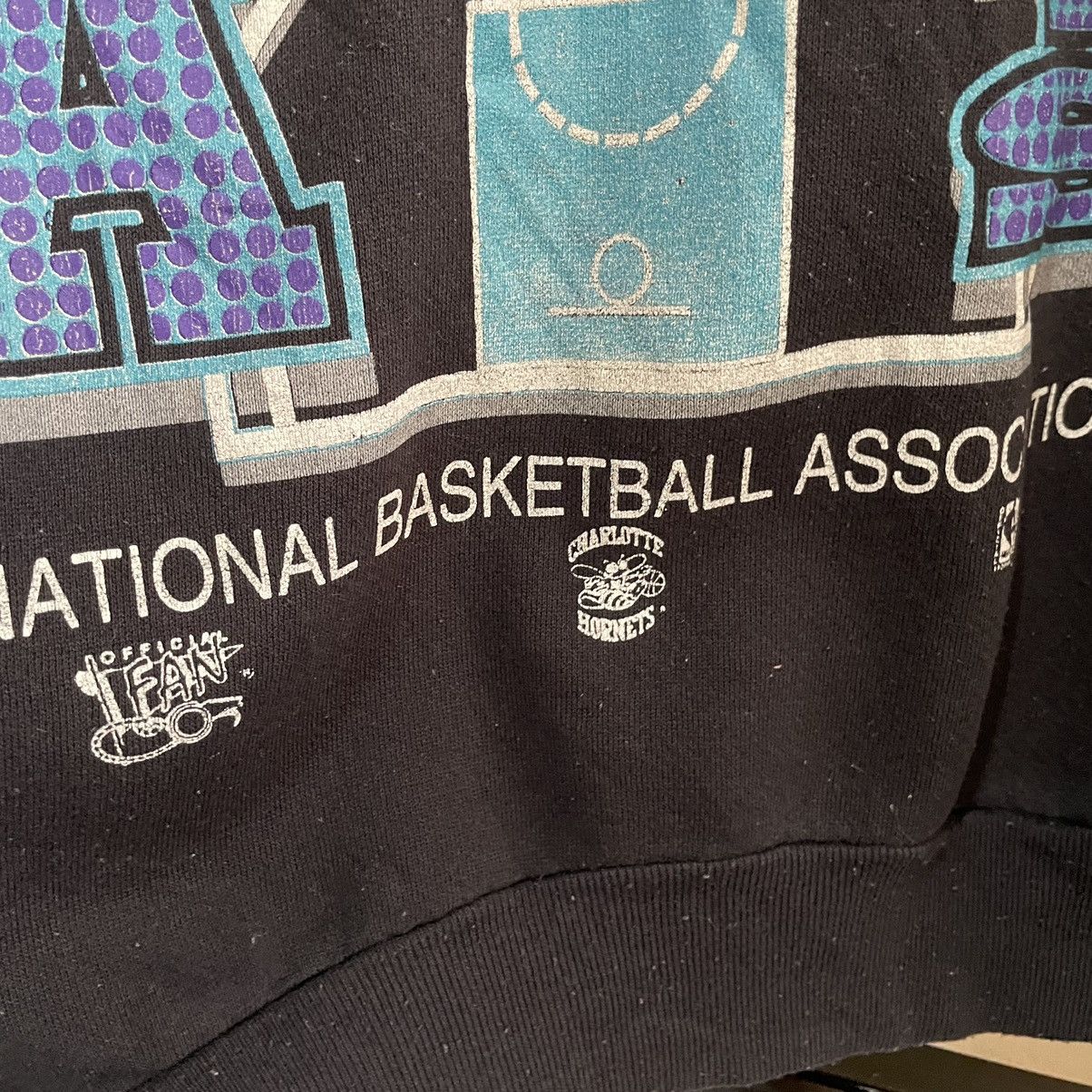 NBA × Vintage 💥 90s CHARLOTTE HORNETS NBA USA SWEATSHIRT Size US L / EU 52-54 / 3 - 7 Thumbnail