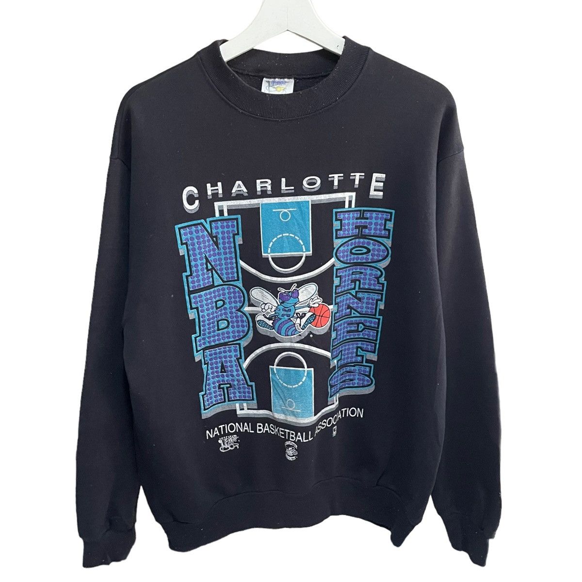 NBA × Vintage 💥 90s CHARLOTTE HORNETS NBA USA SWEATSHIRT Size US L / EU 52-54 / 3 - 2 Thumbnail