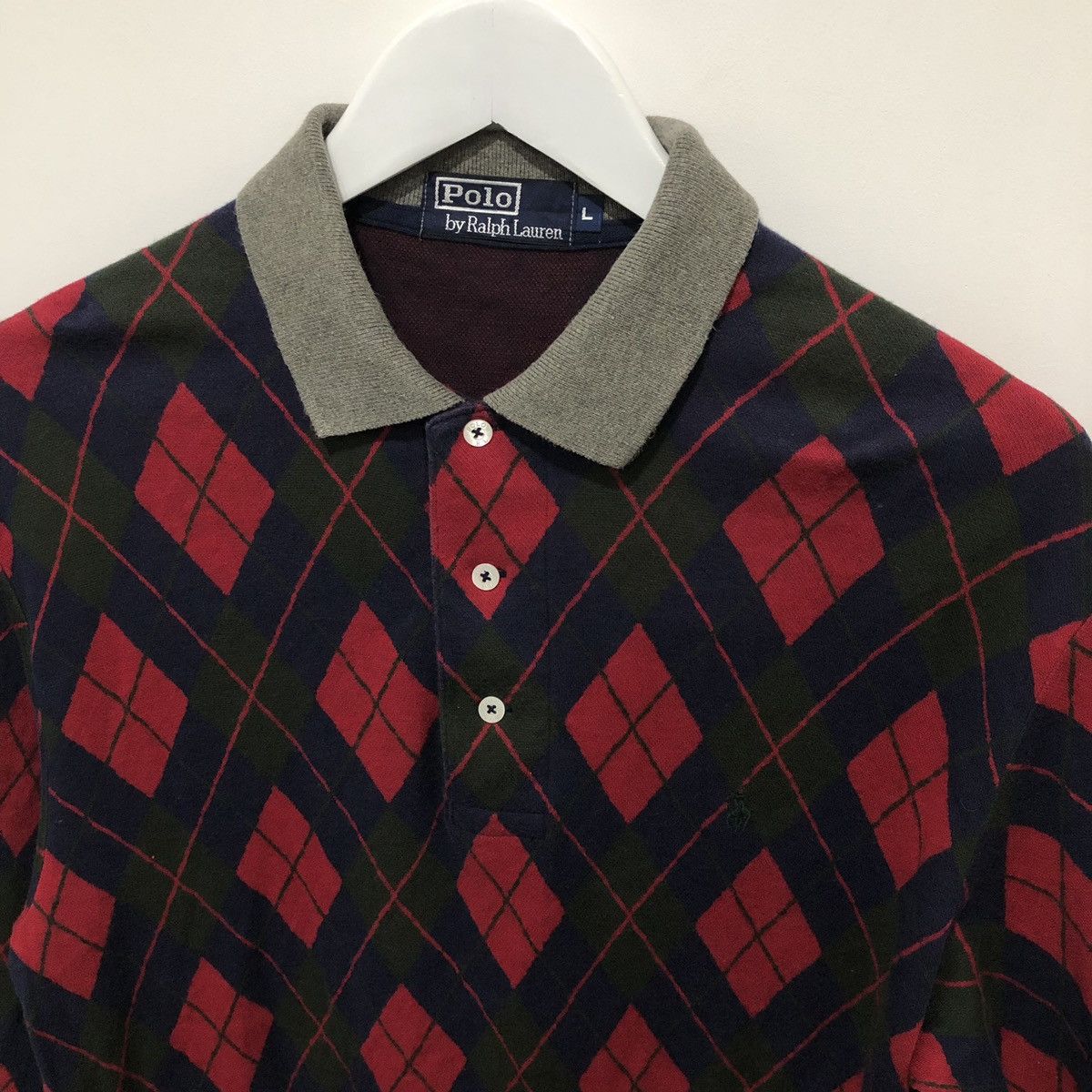 Polo Ralph Lauren Polo by Ralph Lauren Diamond Patterned Polo Tee Size US L / EU 52-54 / 3 - 3 Thumbnail