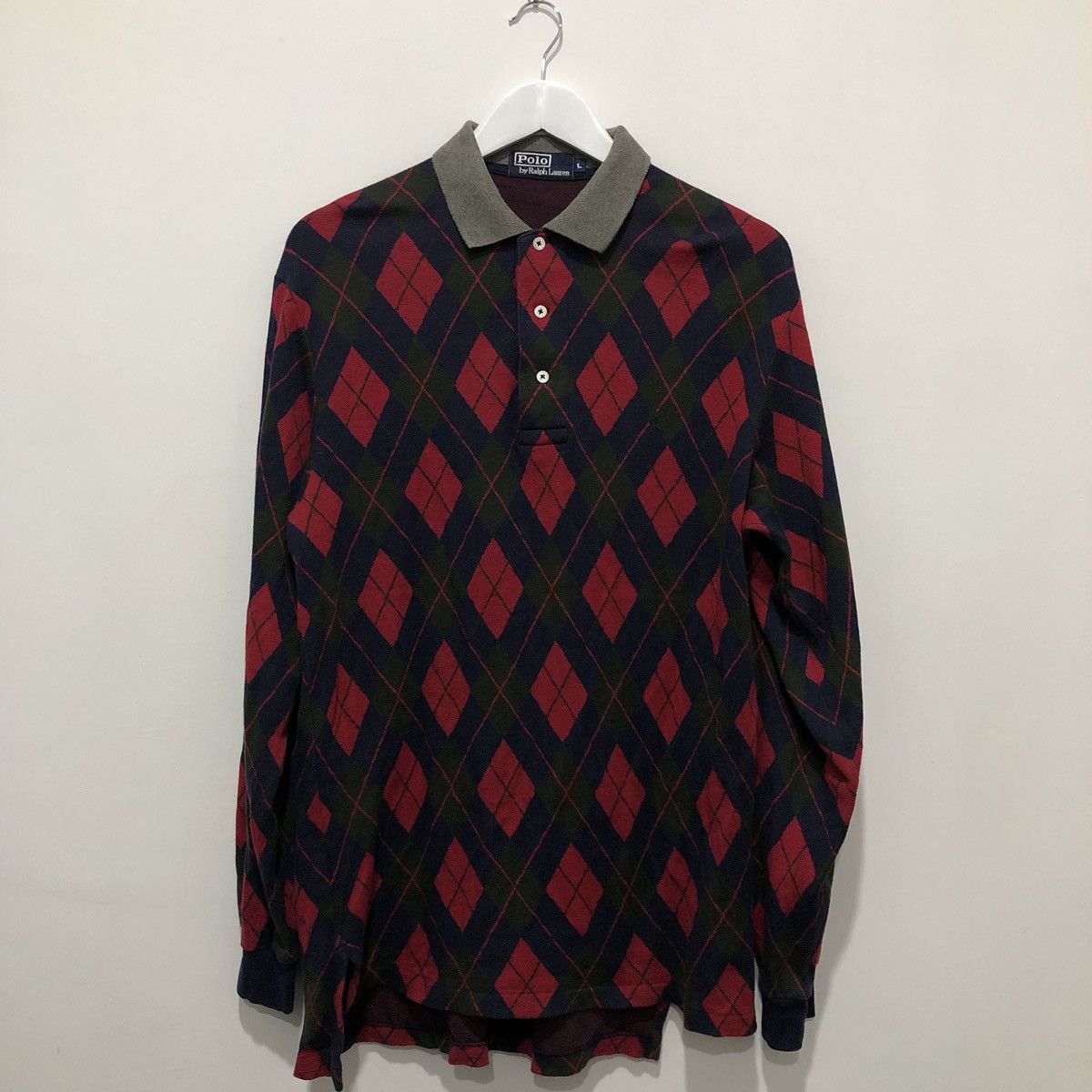 Polo Ralph Lauren Polo by Ralph Lauren Diamond Patterned Polo Tee Size US L / EU 52-54 / 3 - 1 Thumbnail