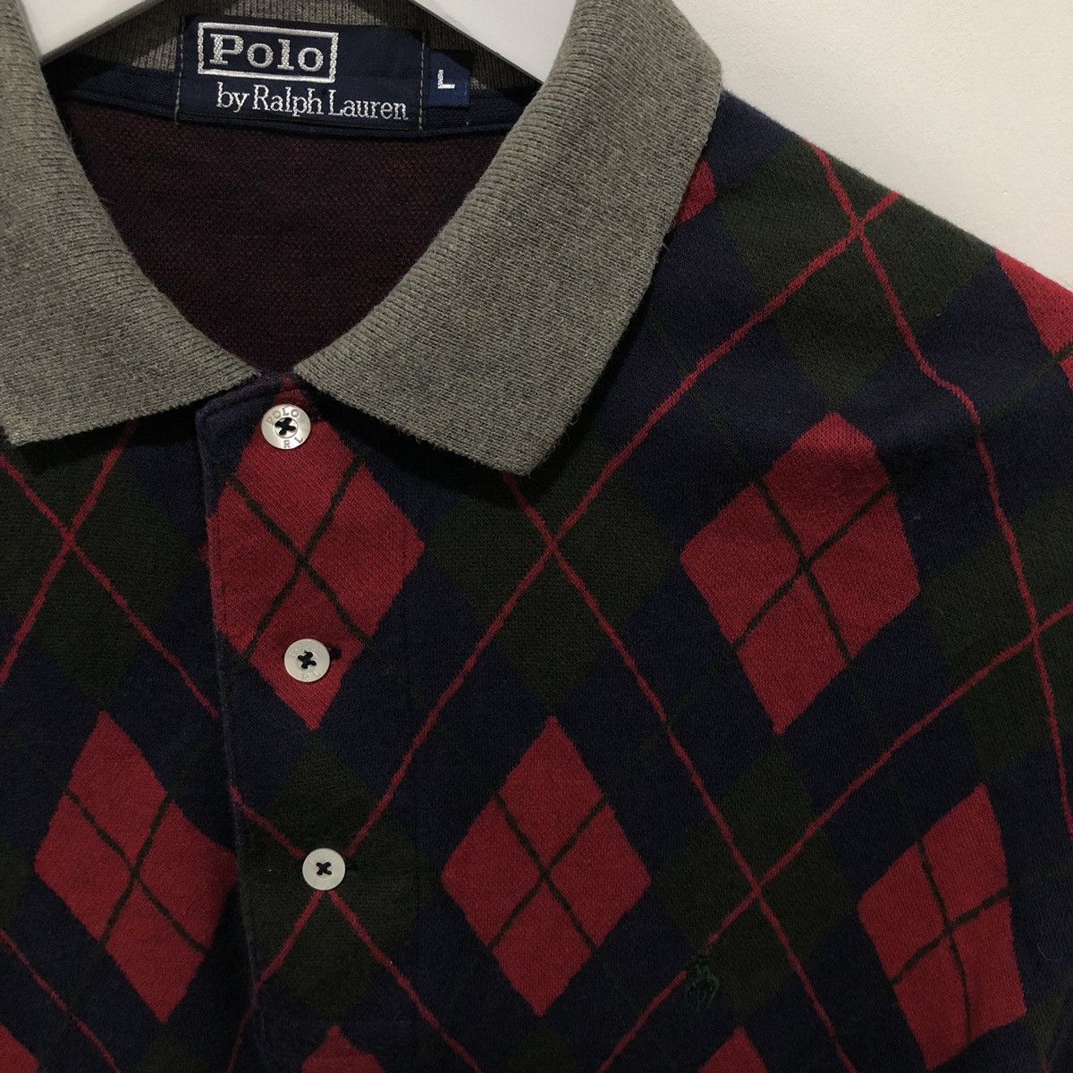 Polo Ralph Lauren Polo by Ralph Lauren Diamond Patterned Polo Tee Size US L / EU 52-54 / 3 - 4 Thumbnail