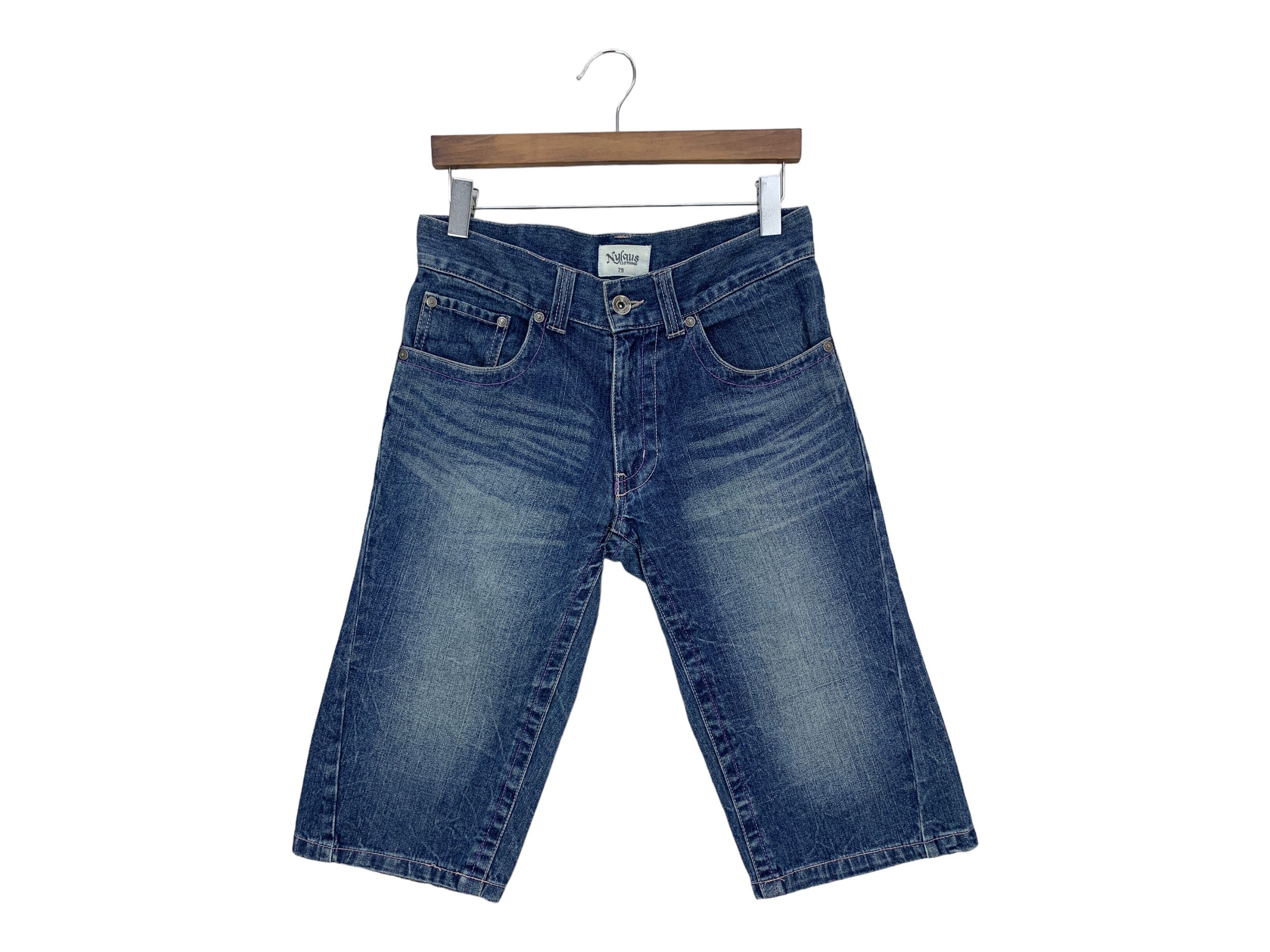 Japanese Brand Nylaus Short Jeans Distressed Denim Size US 31 - 1 Thumbnail