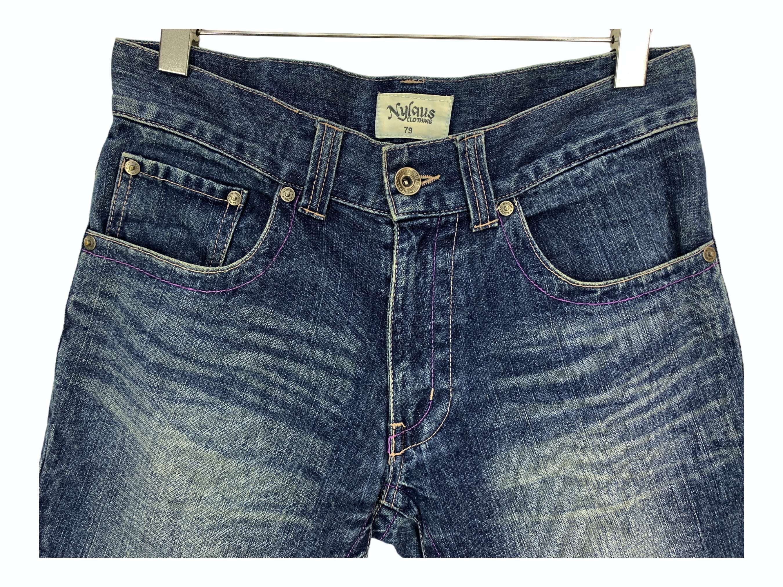 Japanese Brand Nylaus Short Jeans Distressed Denim Size US 31 - 3 Thumbnail