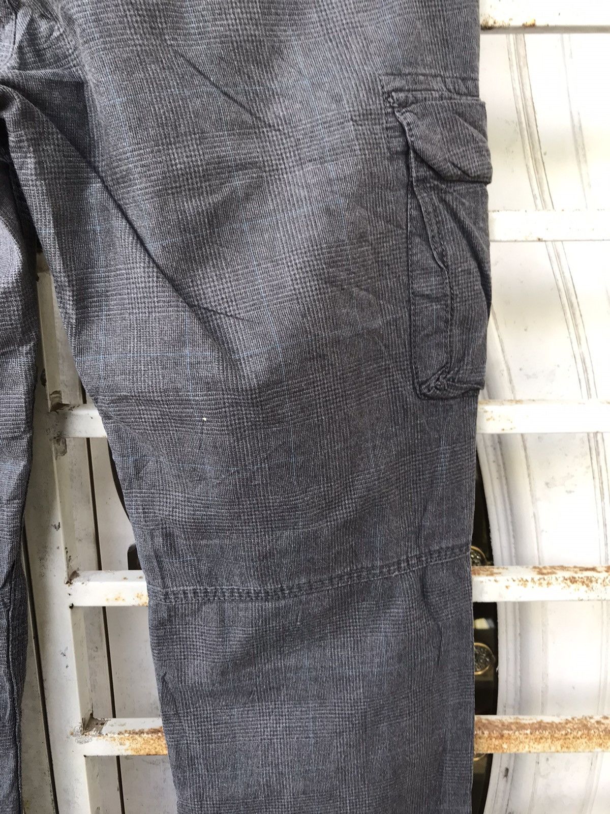 Japanese Brand BACK NUMBER Japan Military Grey Plaid Cargo Pant Size US 31 - 14 Thumbnail