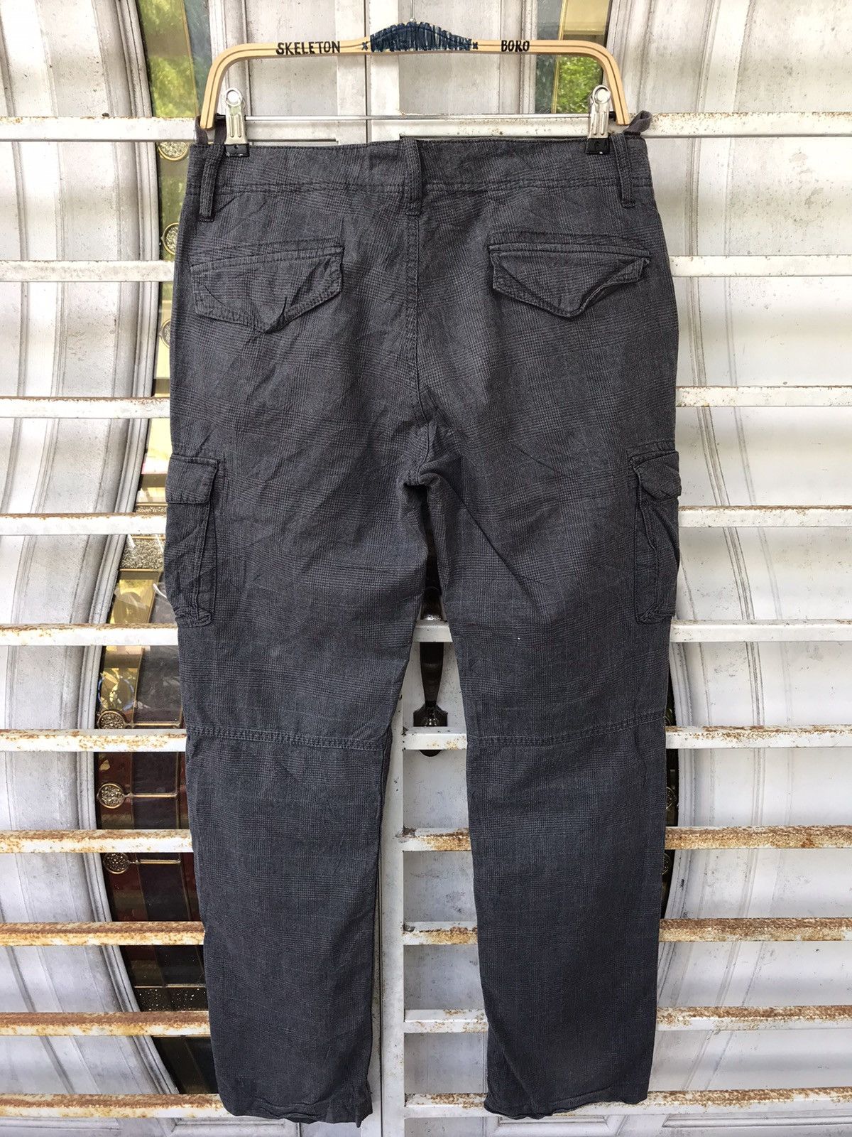 Japanese Brand BACK NUMBER Japan Military Grey Plaid Cargo Pant Size US 31 - 11 Thumbnail