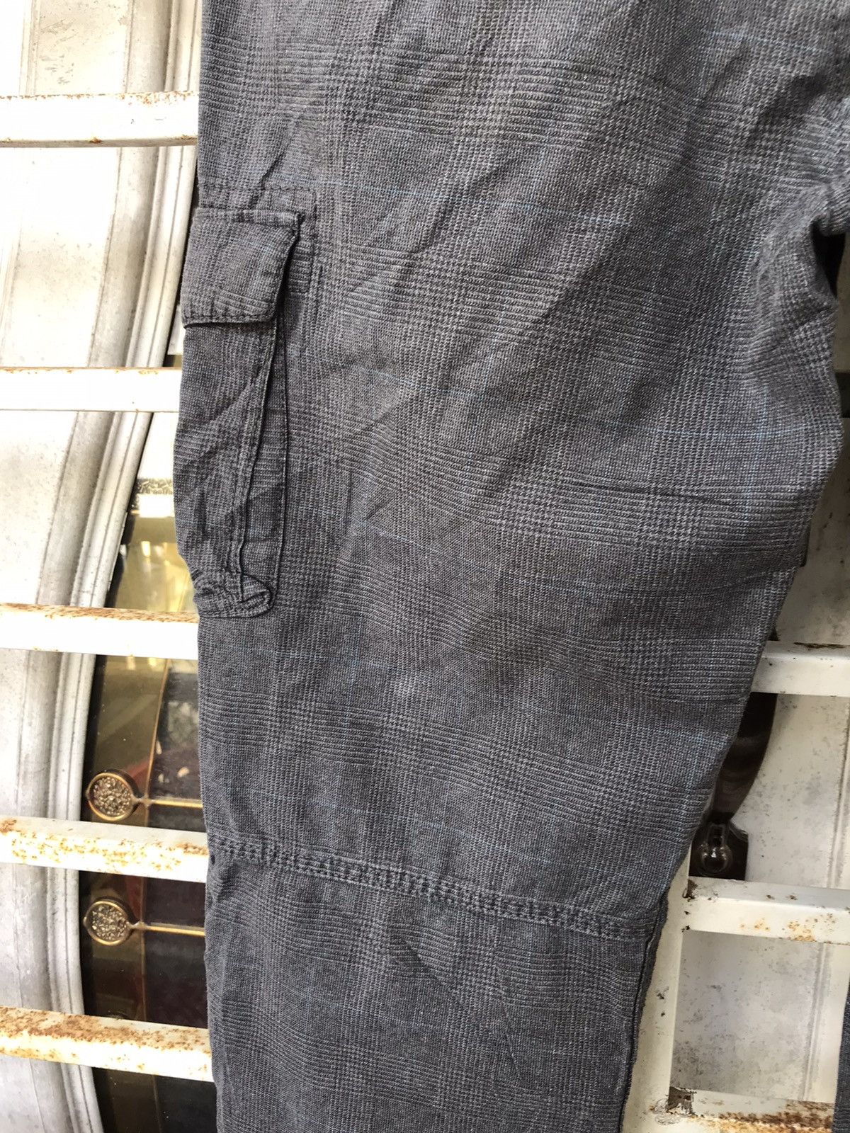 Japanese Brand BACK NUMBER Japan Military Grey Plaid Cargo Pant Size US 31 - 15 Thumbnail