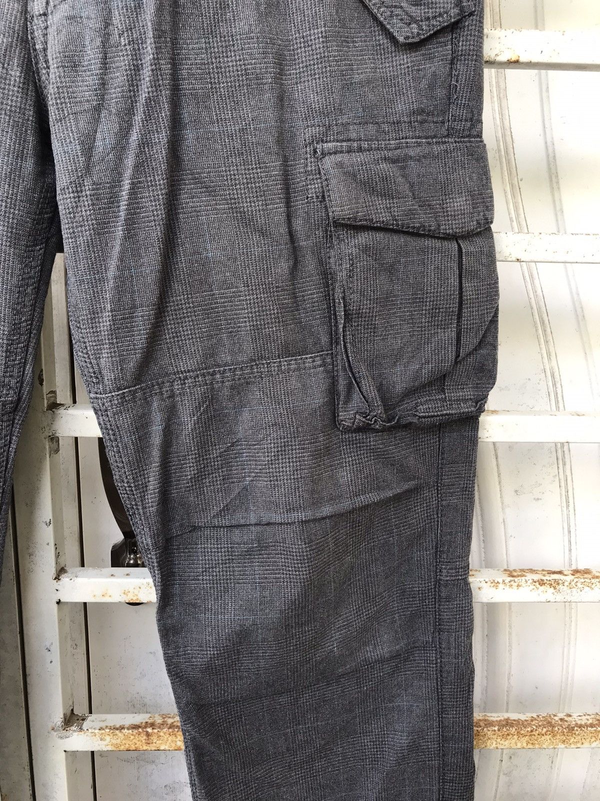 Japanese Brand BACK NUMBER Japan Military Grey Plaid Cargo Pant Size US 31 - 6 Thumbnail