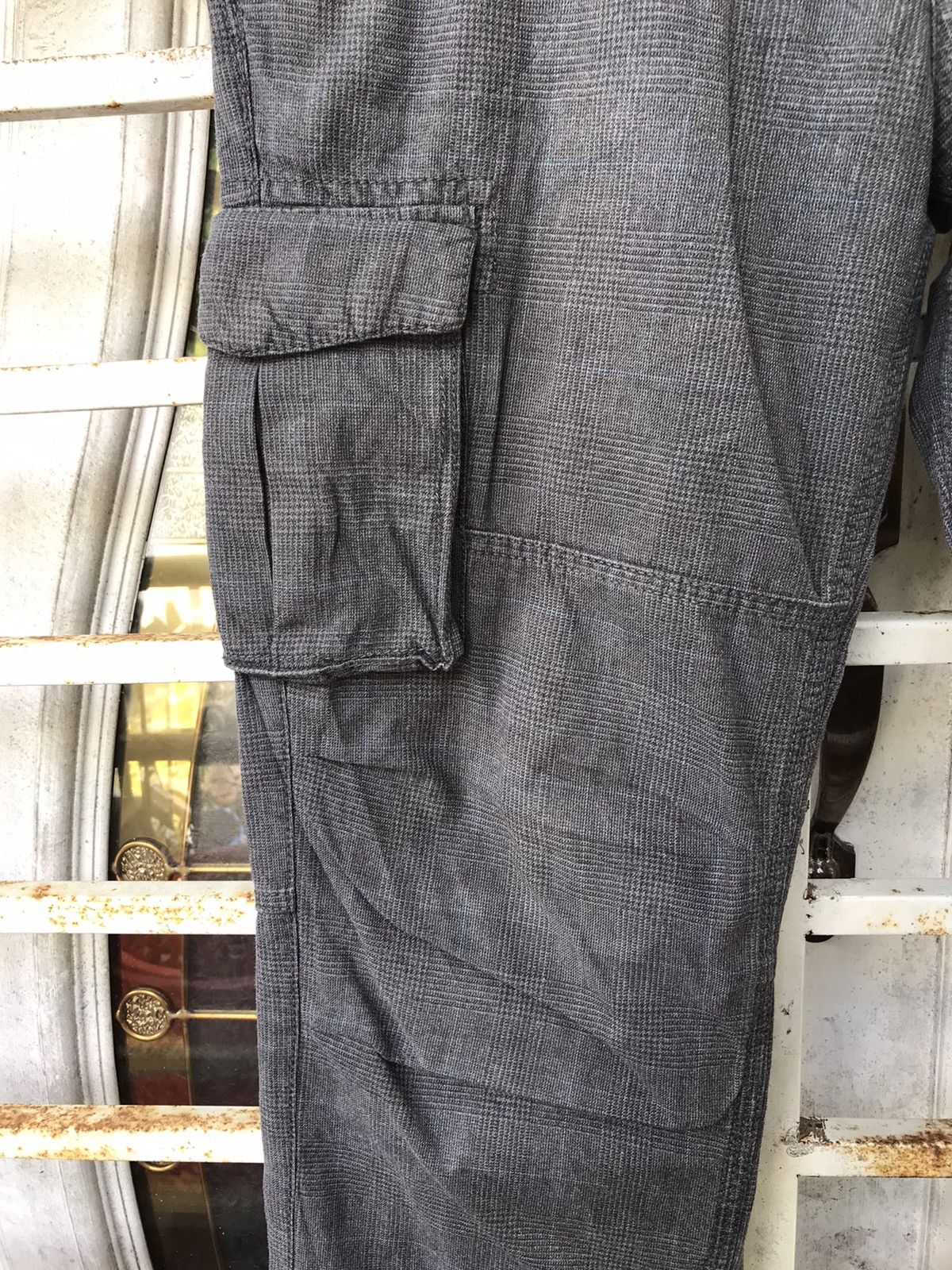 Japanese Brand BACK NUMBER Japan Military Grey Plaid Cargo Pant Size US 31 - 7 Thumbnail