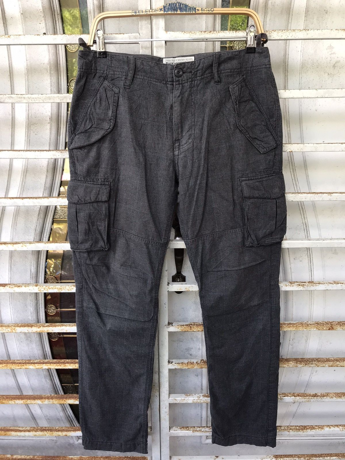 Japanese Brand BACK NUMBER Japan Military Grey Plaid Cargo Pant Size US 31 - 3 Thumbnail