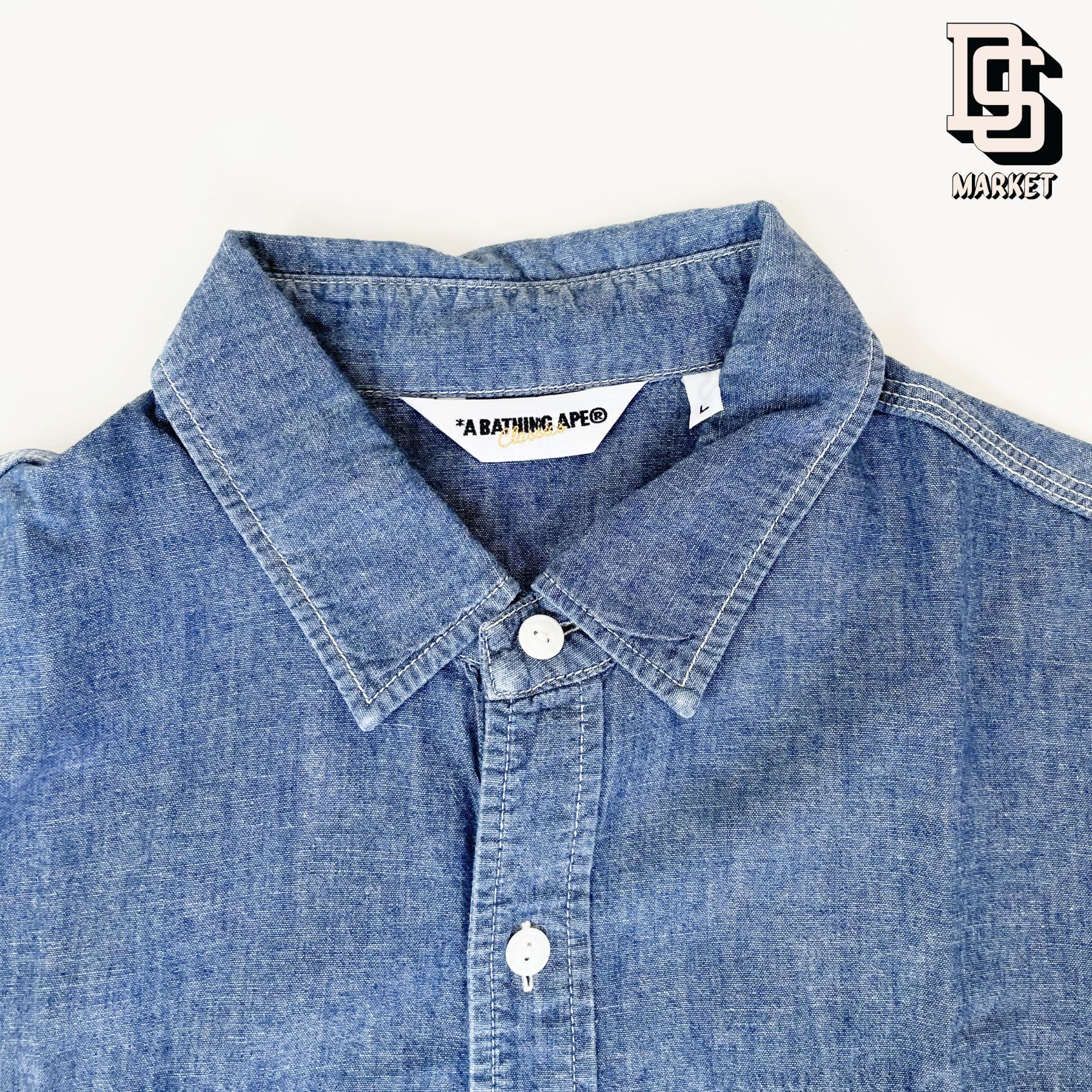 Bape CHAMBRAY BUTTON UP S/S SHIRT Size US L / EU 52-54 / 3 - 3 Thumbnail