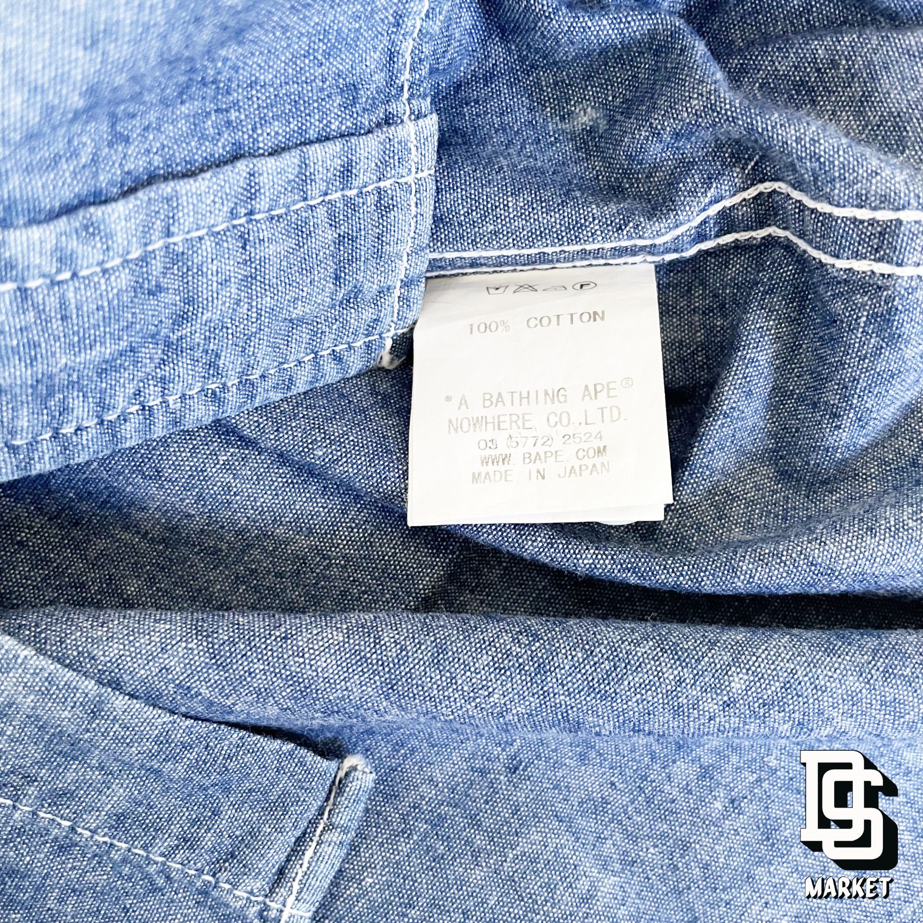 Bape CHAMBRAY BUTTON UP S/S SHIRT Size US L / EU 52-54 / 3 - 4 Thumbnail