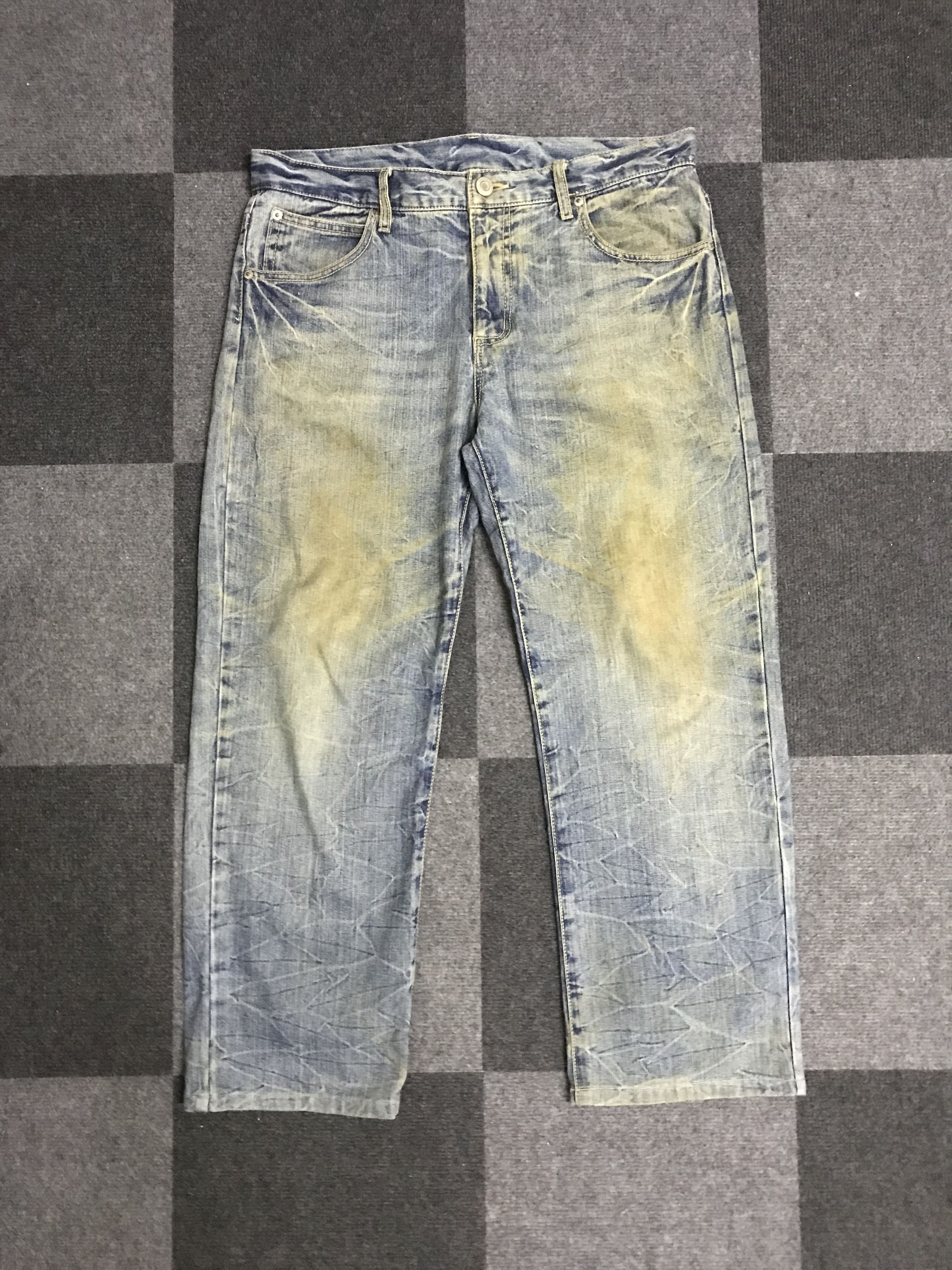 Japanese Brand D113 BACK AND FORTH Wing SpellOut Cropped Rusty Jeans Size US 35 - 4 Thumbnail