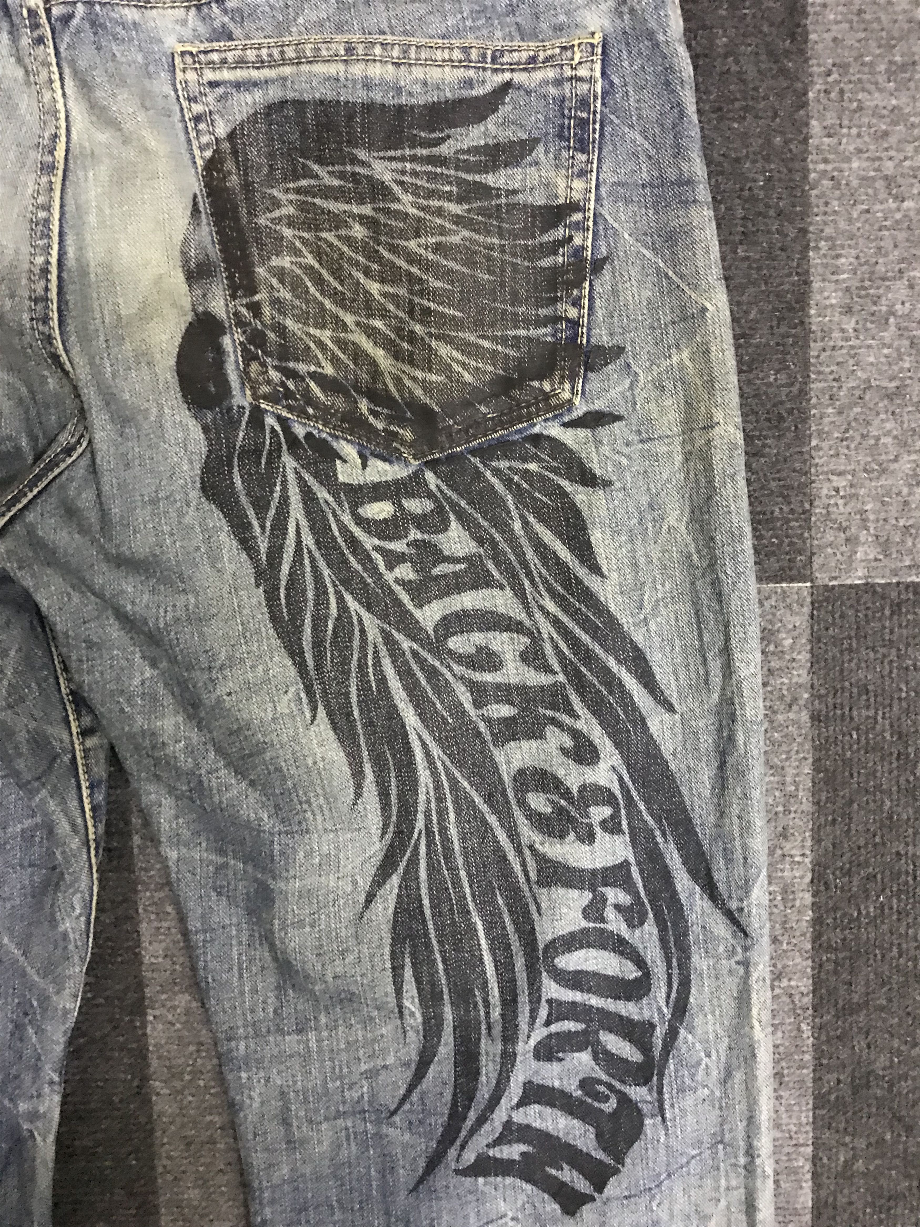 Japanese Brand D113 BACK AND FORTH Wing SpellOut Cropped Rusty Jeans Size US 35 - 12 Thumbnail