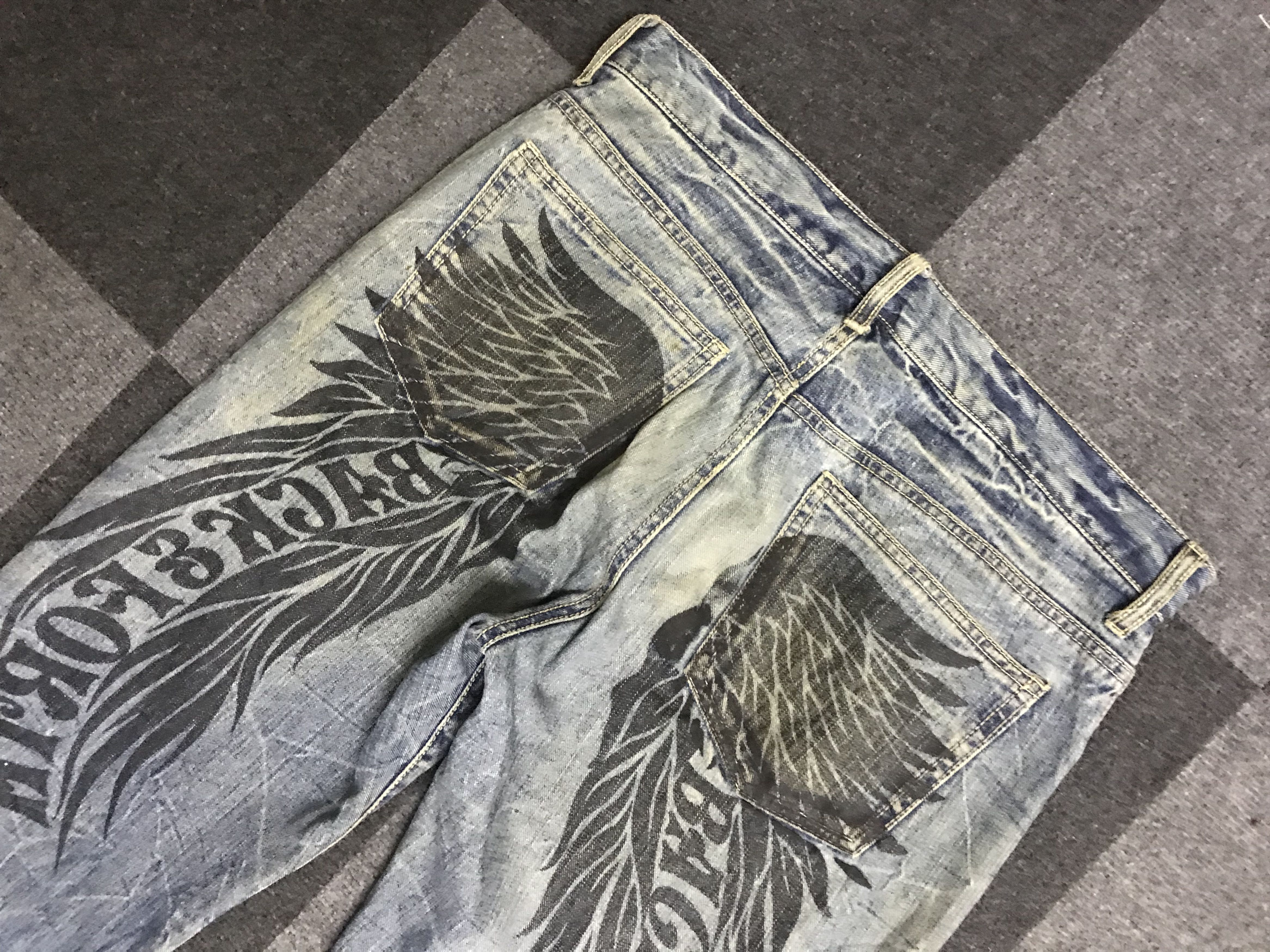 Japanese Brand D113 BACK AND FORTH Wing SpellOut Cropped Rusty Jeans Size US 35 - 10 Thumbnail