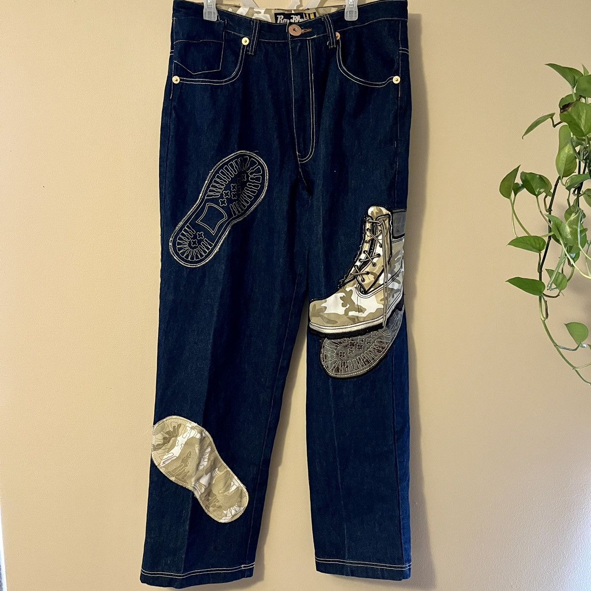 Streetwear × Vintage Vintage Raw Blue Baggy Timberland Boot Dark 