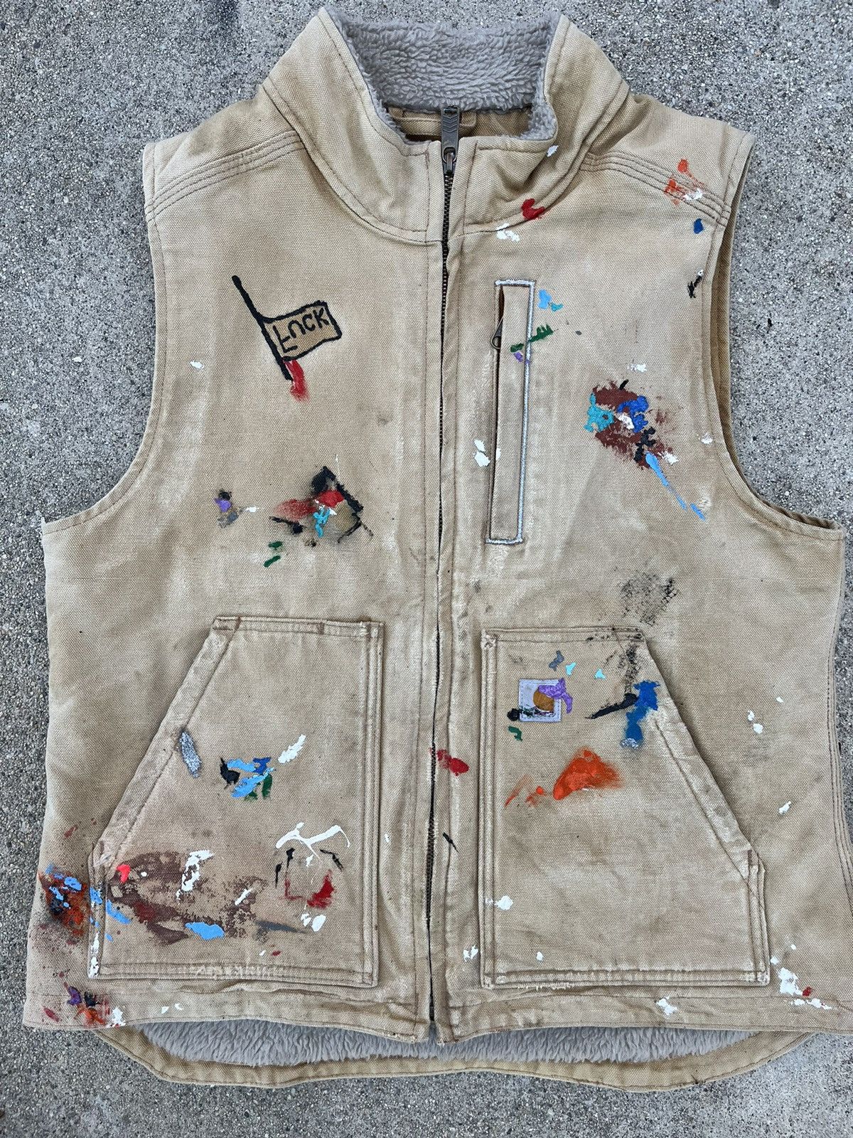 Carhartt Custom Carhartt Sherpa Vest Thrashed Distressed Sun Fade Size US S / EU 44-46 / 1 - 4 Thumbnail