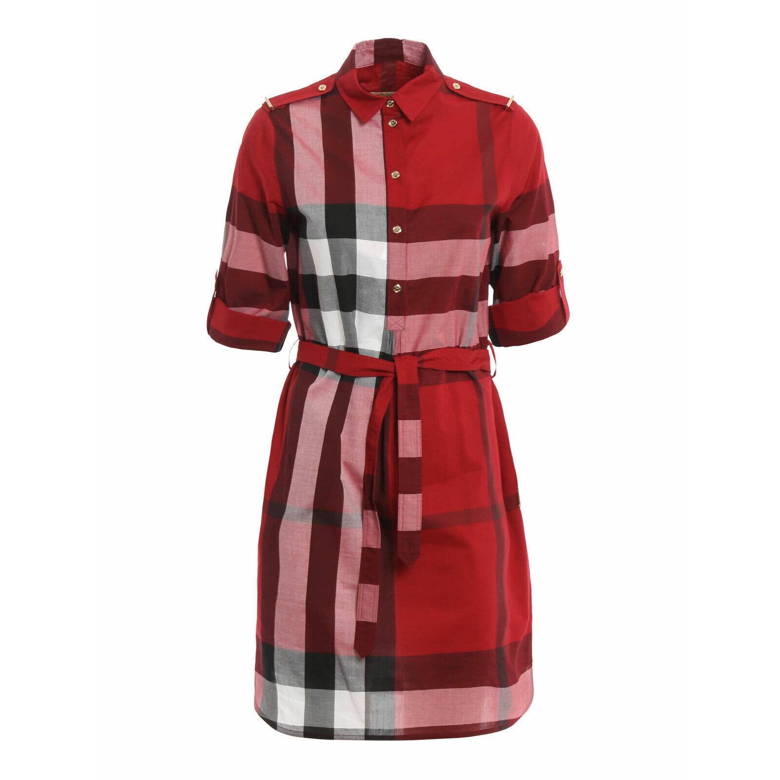 KELSY PARADE RED CHECK COTTON BELTED DRESS US 4 UK 6 EU 38