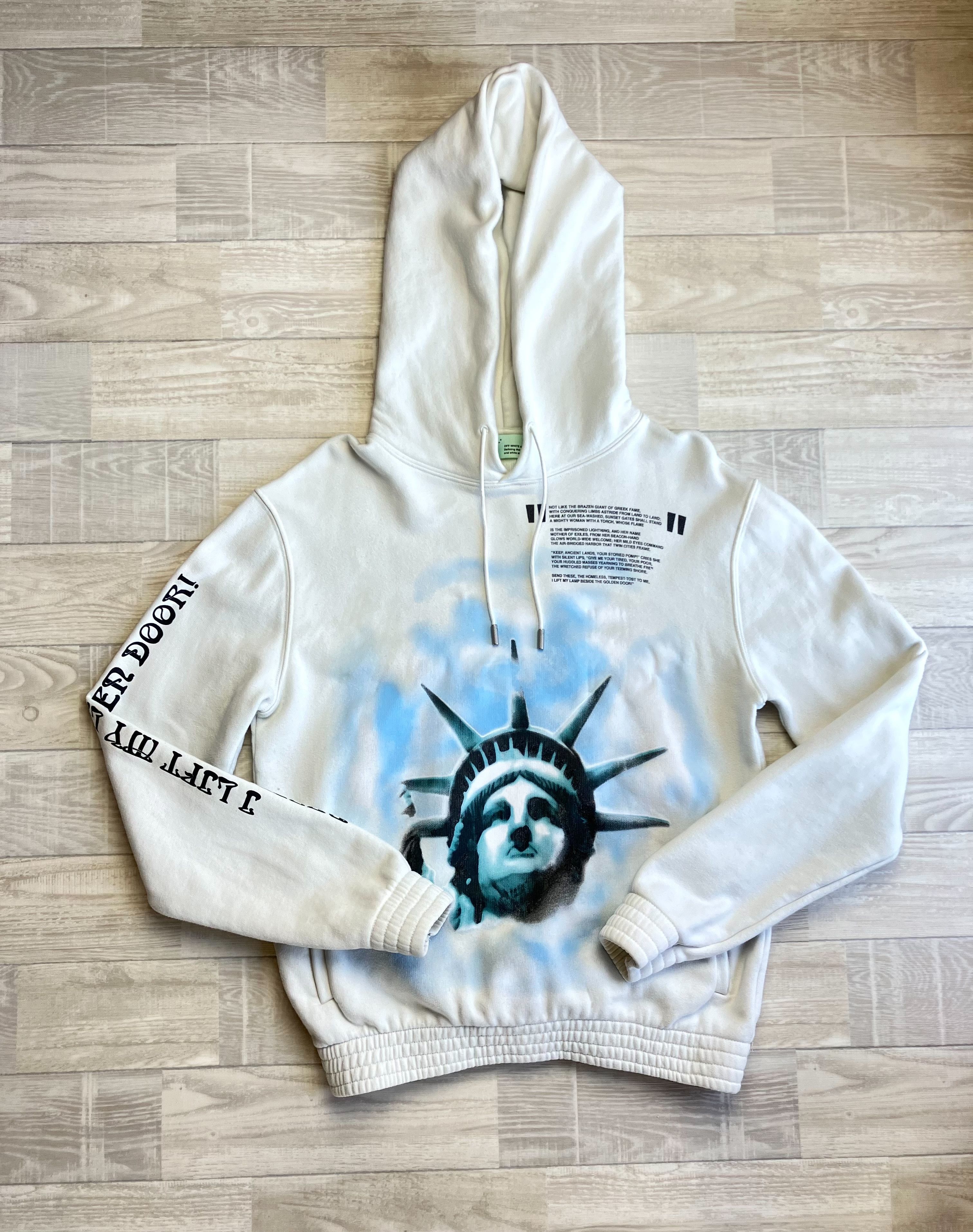 image of Off White Off-White White Statue Of Liberty Pullover Hoodie Size S, Men's