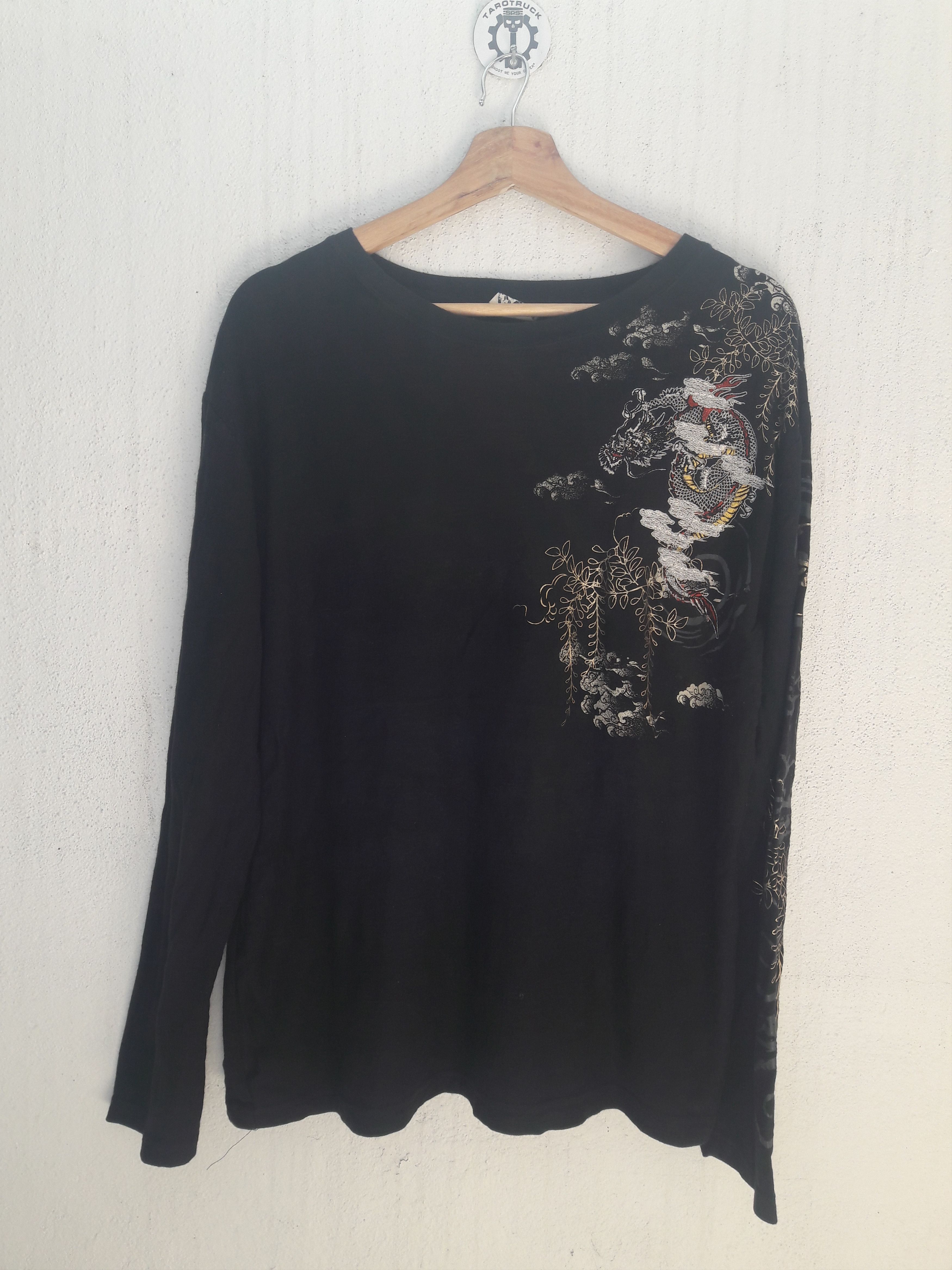 Japanese Brand Sukajan Japan Dragon Embroidery Longsleeves Tee Size US L / EU 52-54 / 3 - 7 Thumbnail