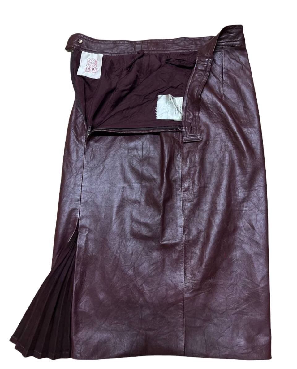 image of ArchiveLoewe Leather Skirt in Red, Women's (Size 24)