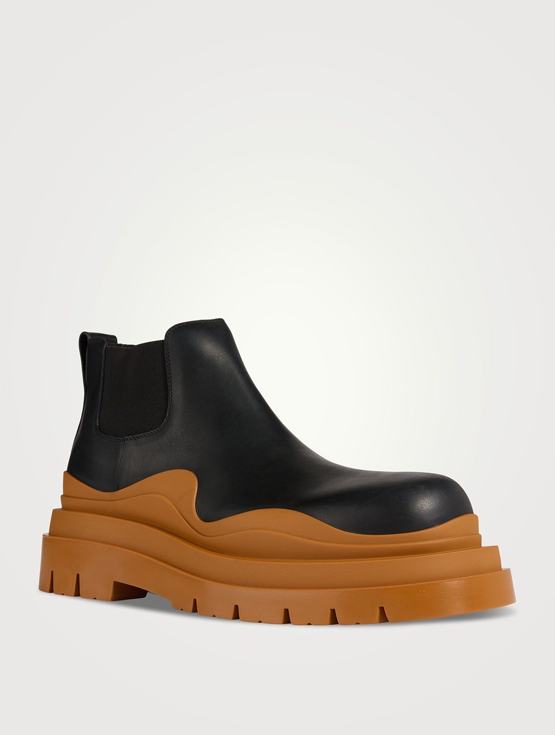 Bottega Veneta NEW 40 Black Burnt Orange Tire Low Chelsea Boots Leather Size US 7 / EU 40 - 3 Thumbnail