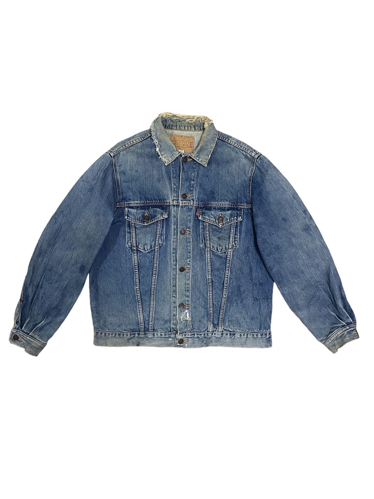 image of Archival Clothing x Distressed Denim Vintage Edwin Japan Distressed Denim Trucker Jacket (Size Larg