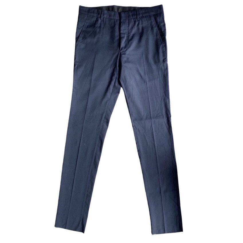 Prada Navy Wool Slim Trousers Un Hem *