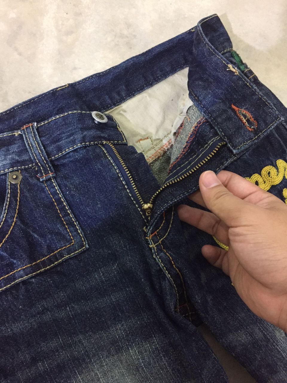 Japanese Brand Copper Smith American patchwork distressed denim jeans Size US 33 - 8 Thumbnail