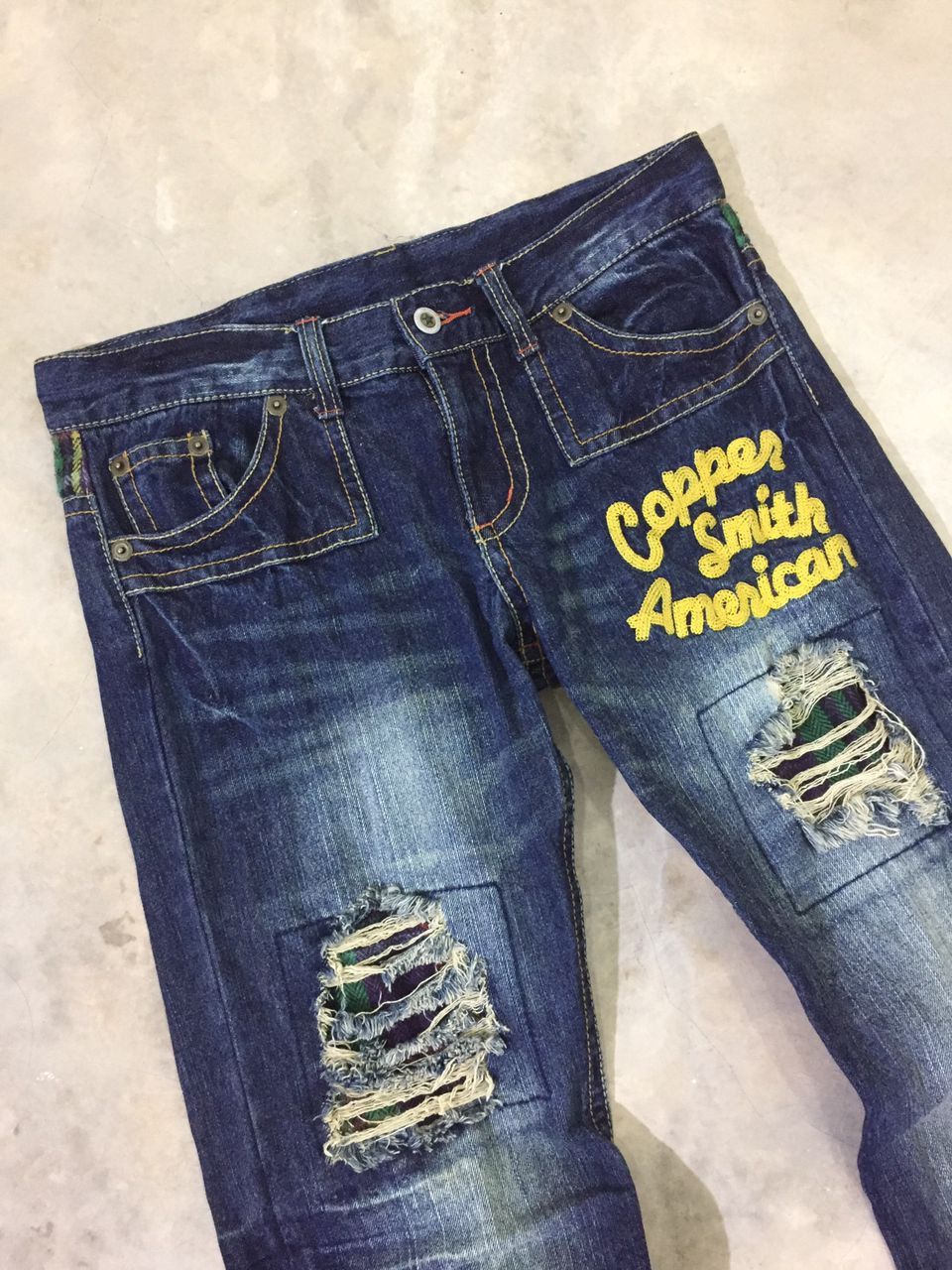 Japanese Brand Copper Smith American patchwork distressed denim jeans Size US 33 - 2 Thumbnail